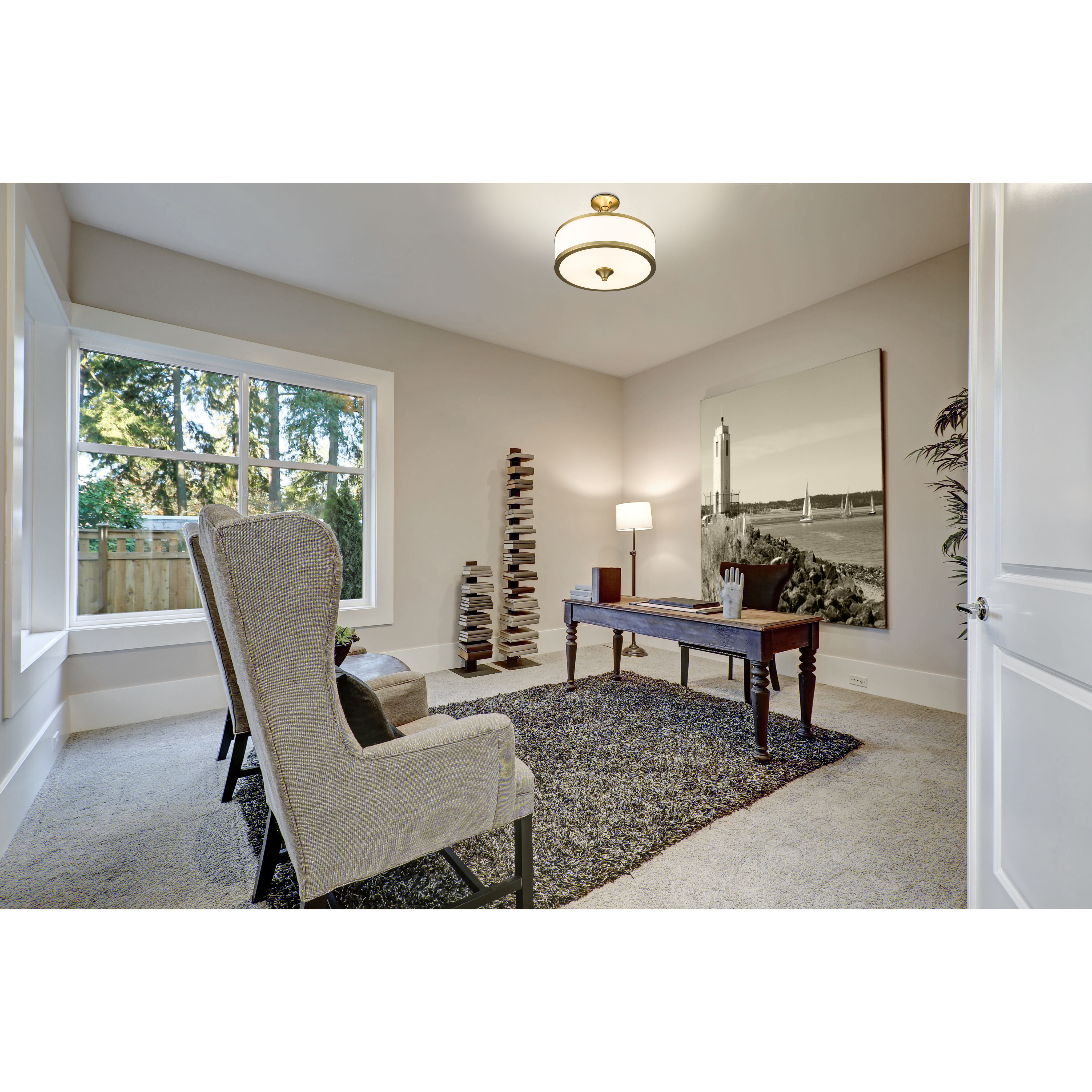 Cosmopolitan 3 Light 15.75 inch Heritage Brass Semi Flush Mount Ceiling Light