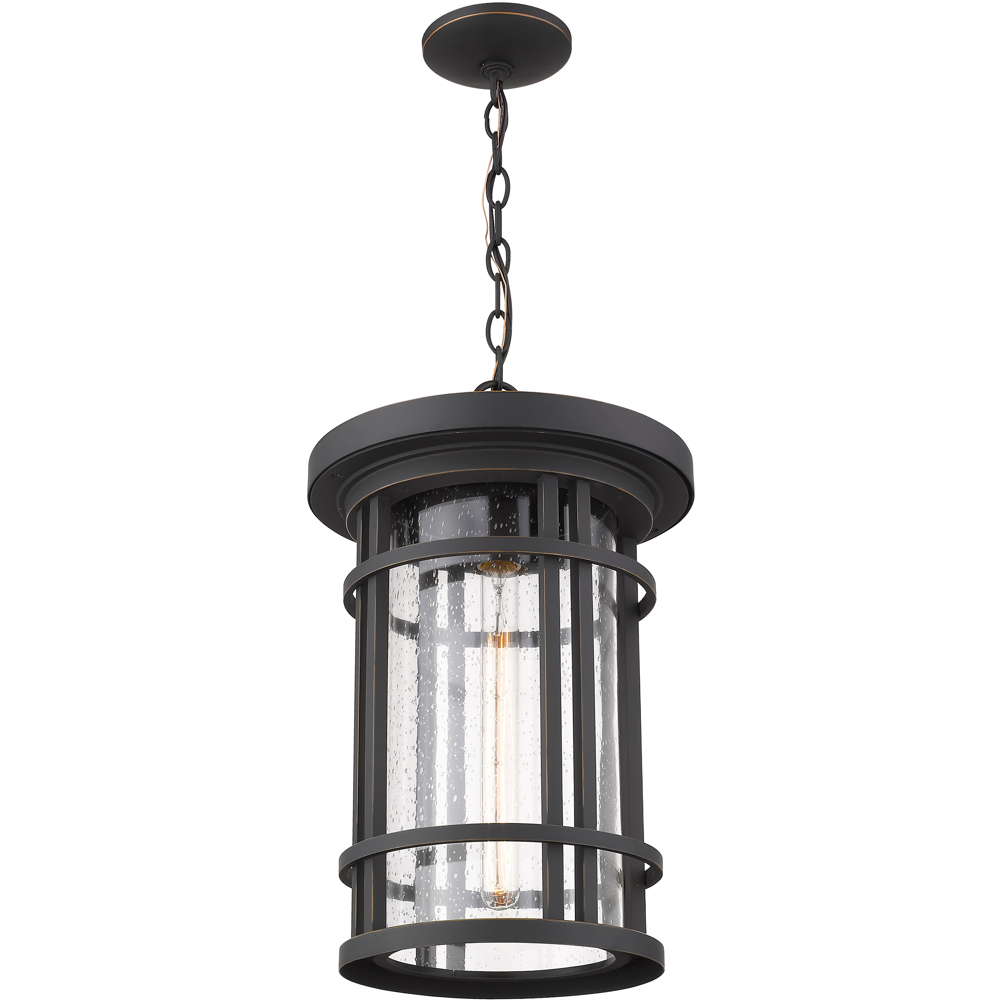 Jordan 1 Light 12 inch Oil Rubbed Bronze Outdoor Chain Mount Ceiling Fixture