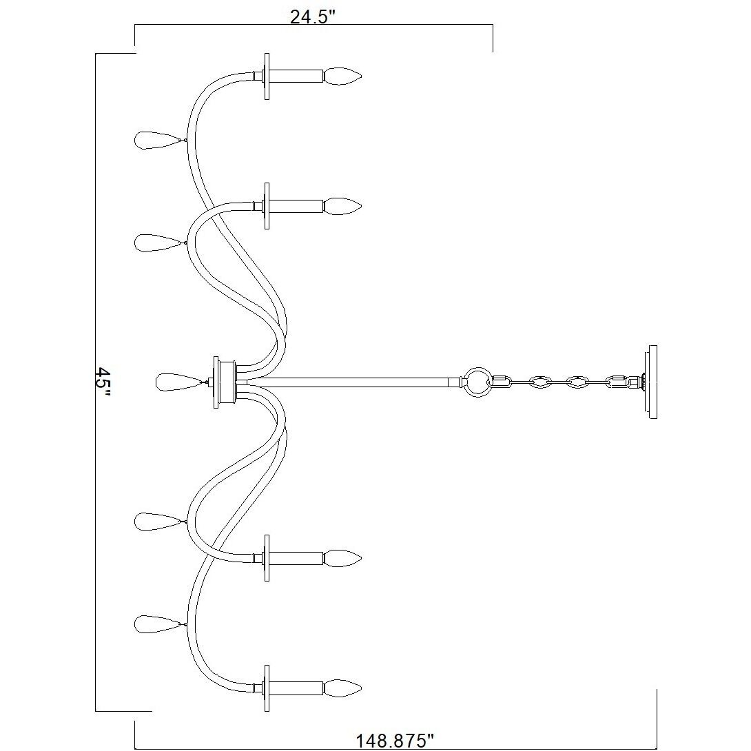 Toussant 6 Light 45 inch Brushed Nickel Chandelier Ceiling Light