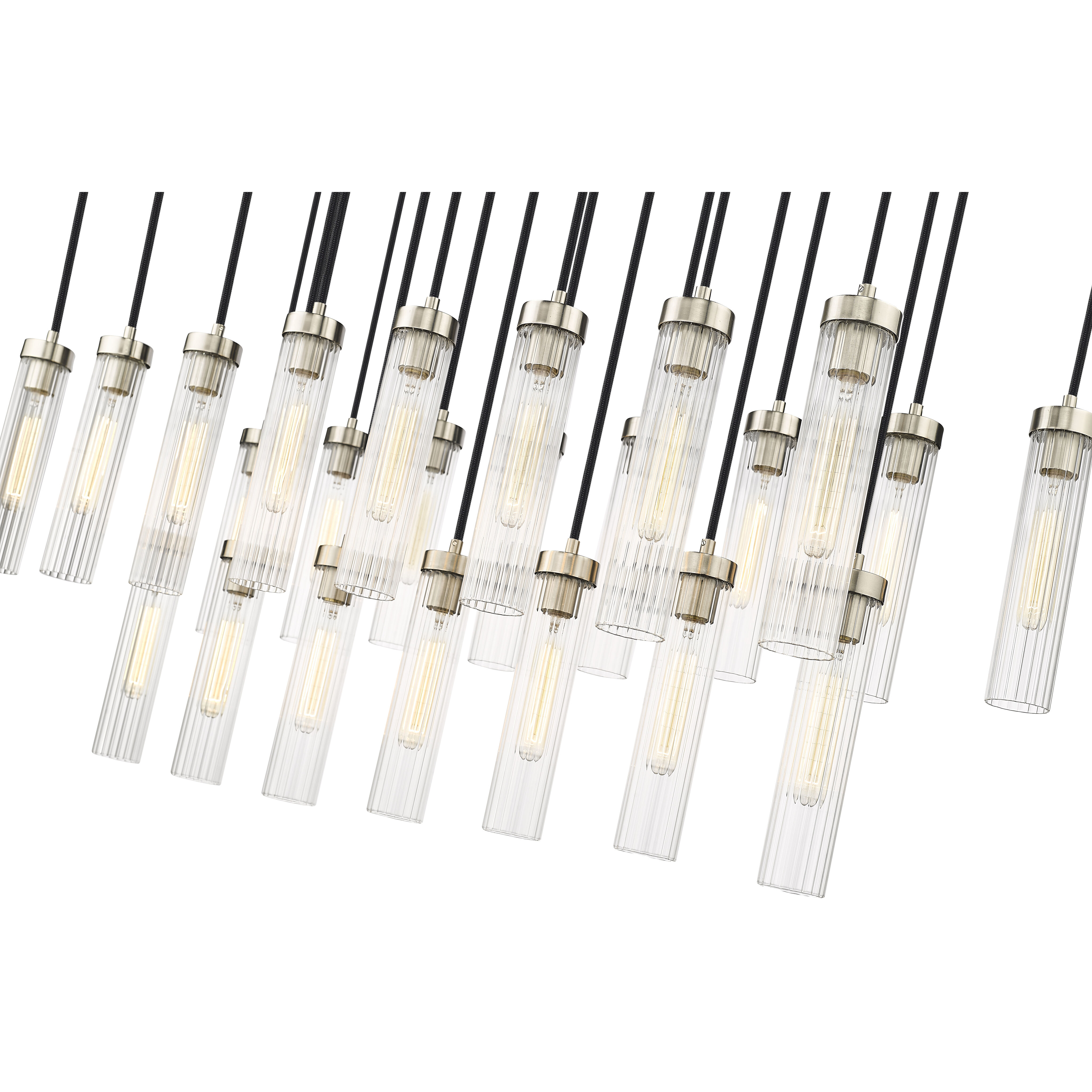 Beau 23 Light 54 inch Brushed Nickel Linear Chandelier Ceiling Light