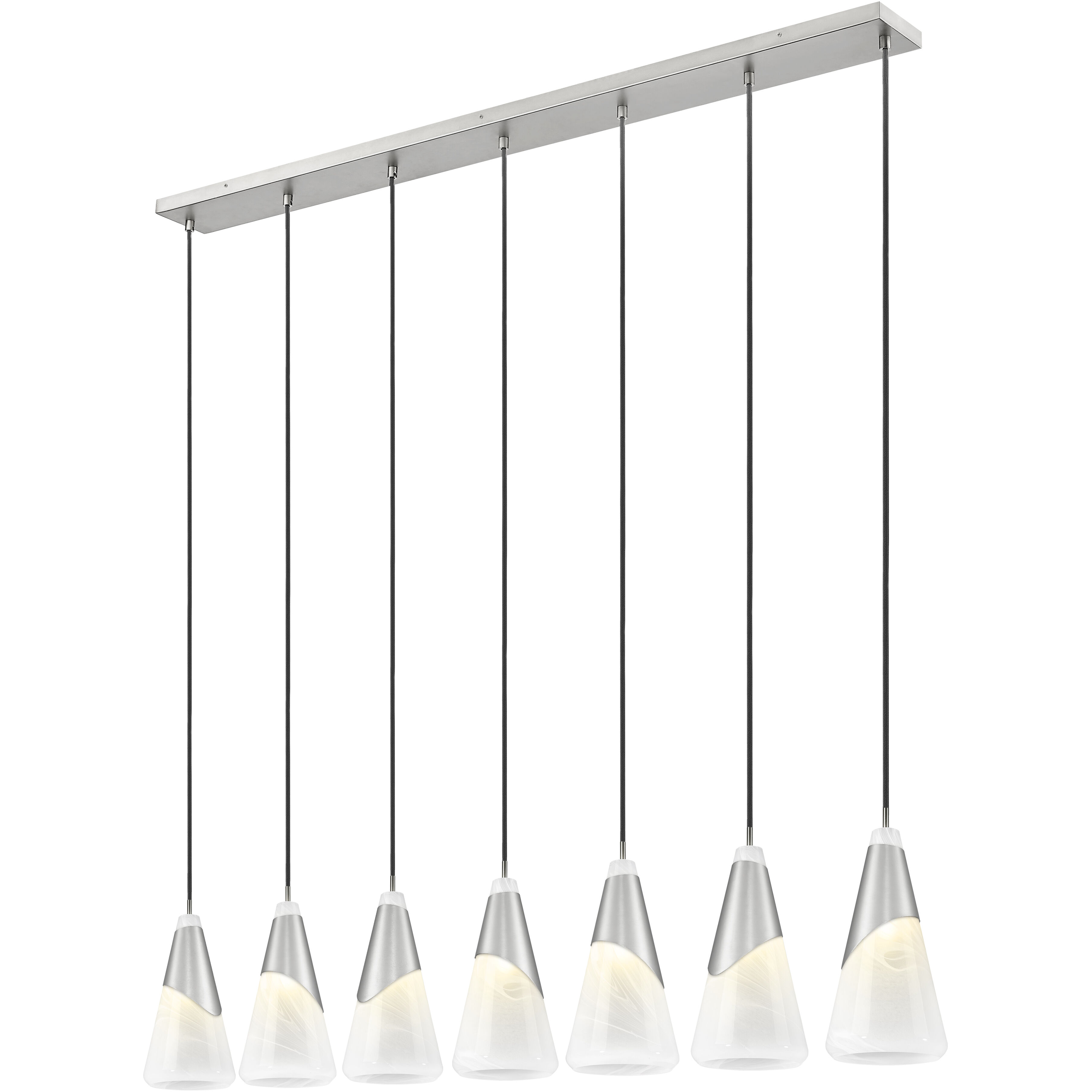 Aimie Linear Chandelier Ceiling Light in Brushed Nickel