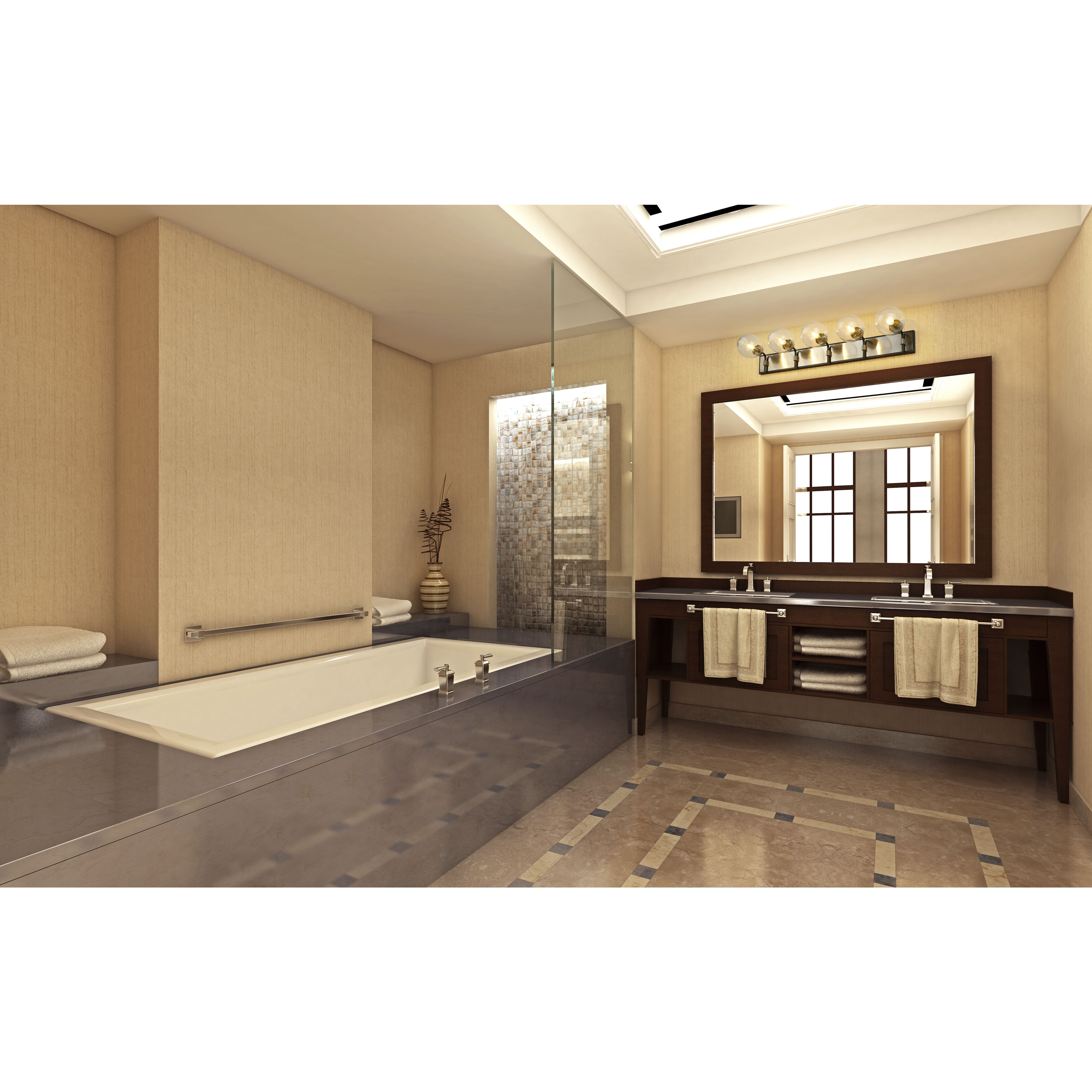 Parsons 5 Light 42.25 inch Matte Black and Brushed Nickel Vanity Wall Light