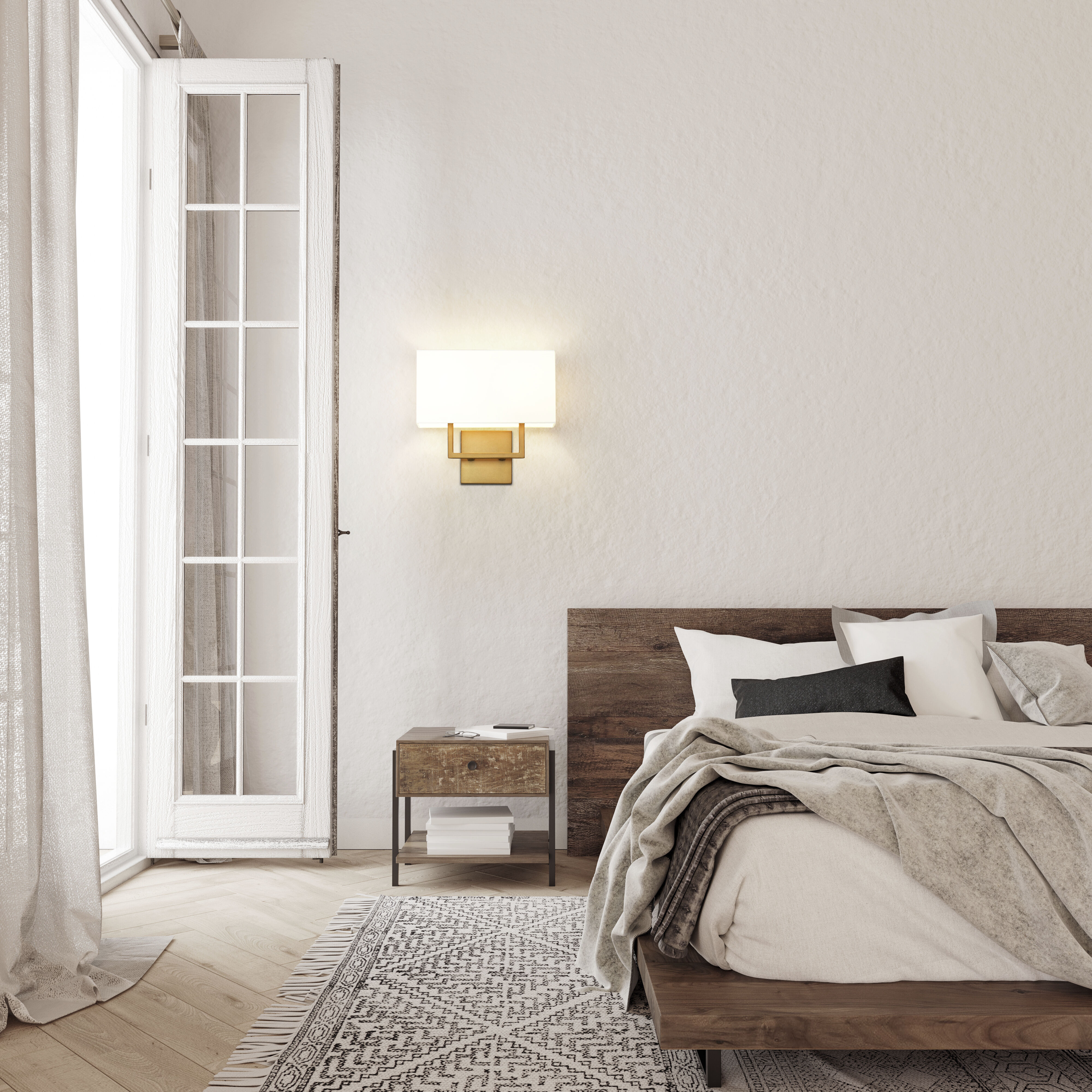 Saxon Wall Sconce Wall Light in Rubbed Brass