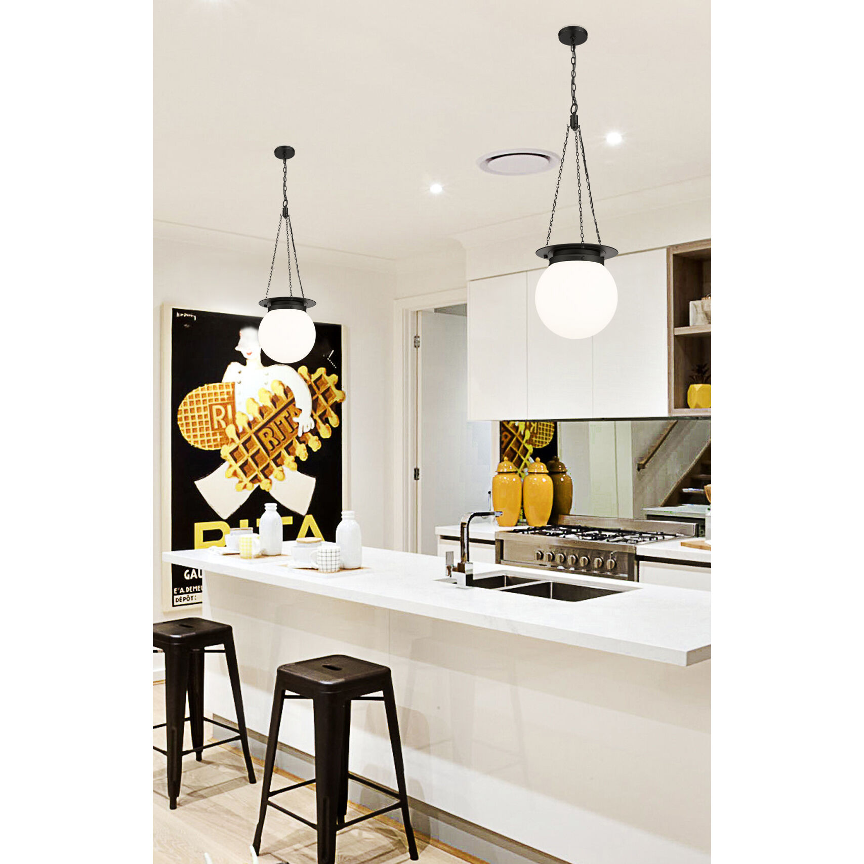 Calhoun 1 Light 13 inch Matte black Pendant Ceiling Light