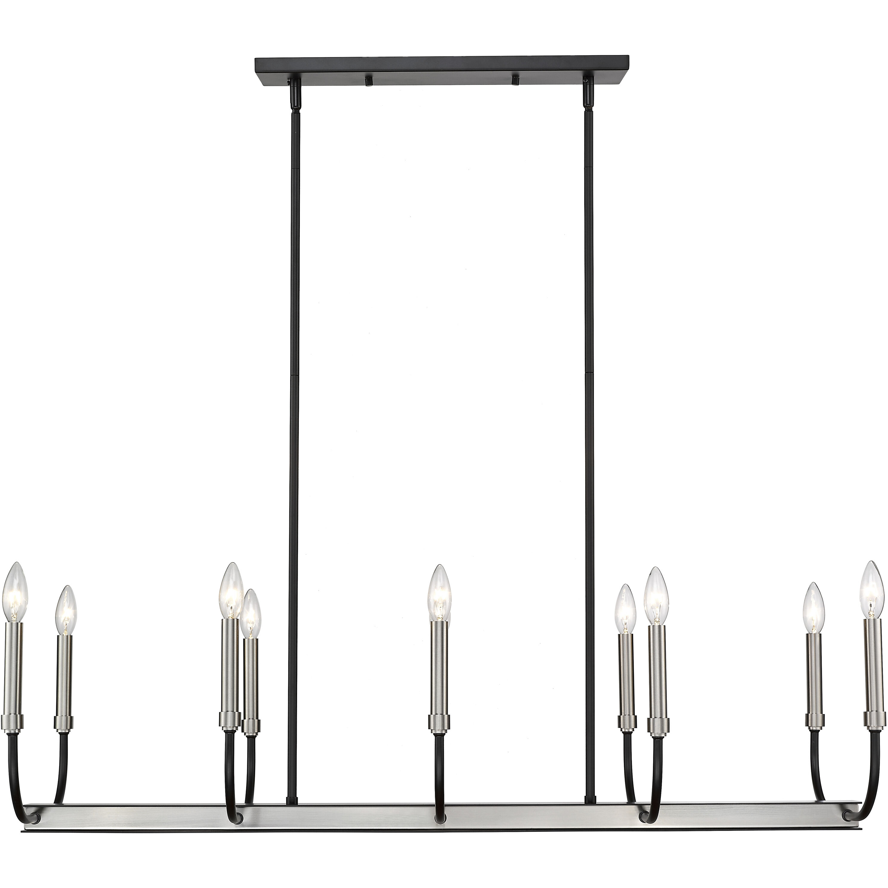 Haylie 10 Light 44 inch Matte Black and Brushed Nickel Linear Chandelier Ceiling Light