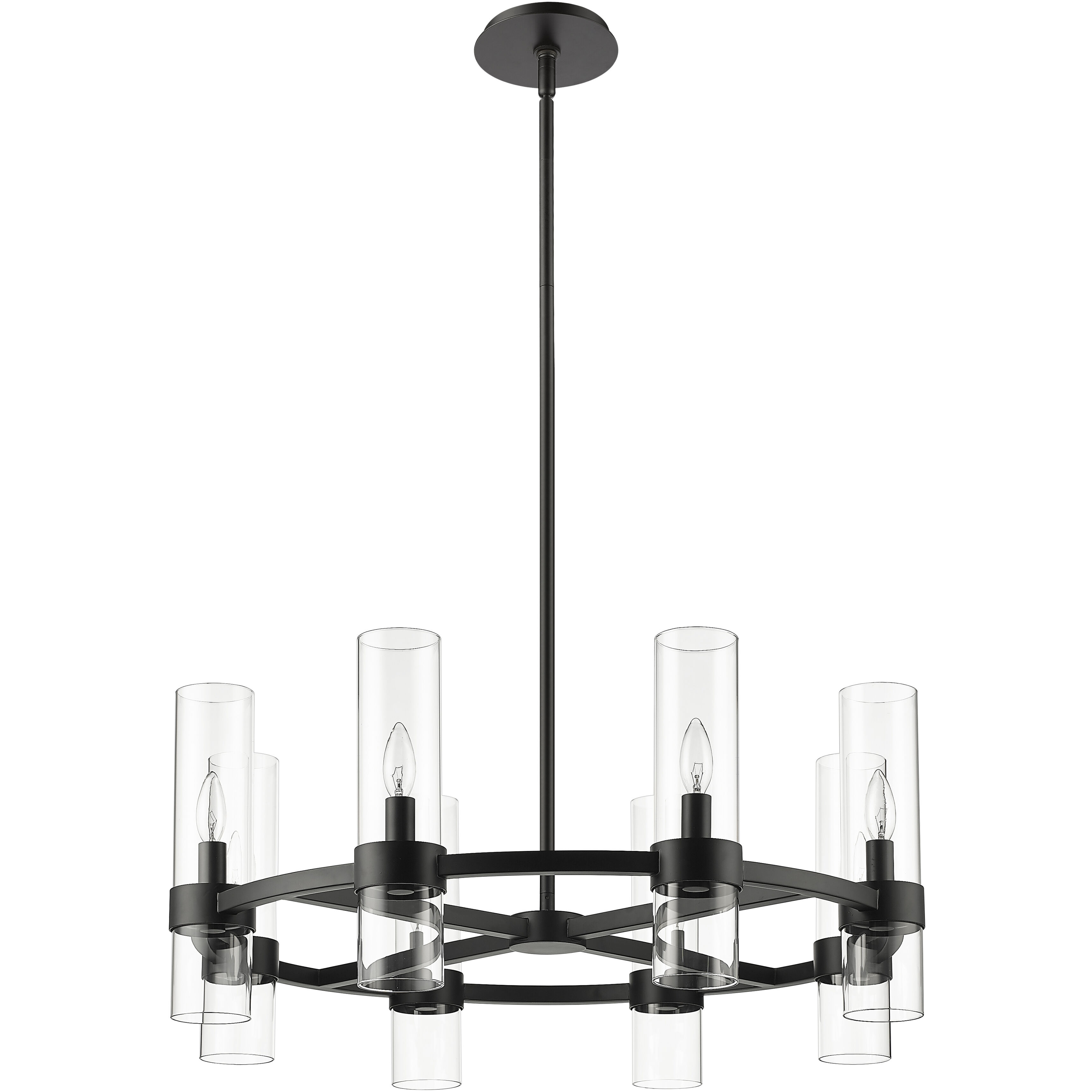 Datus 8 Light 32 inch Matte Black Chandelier Ceiling Light