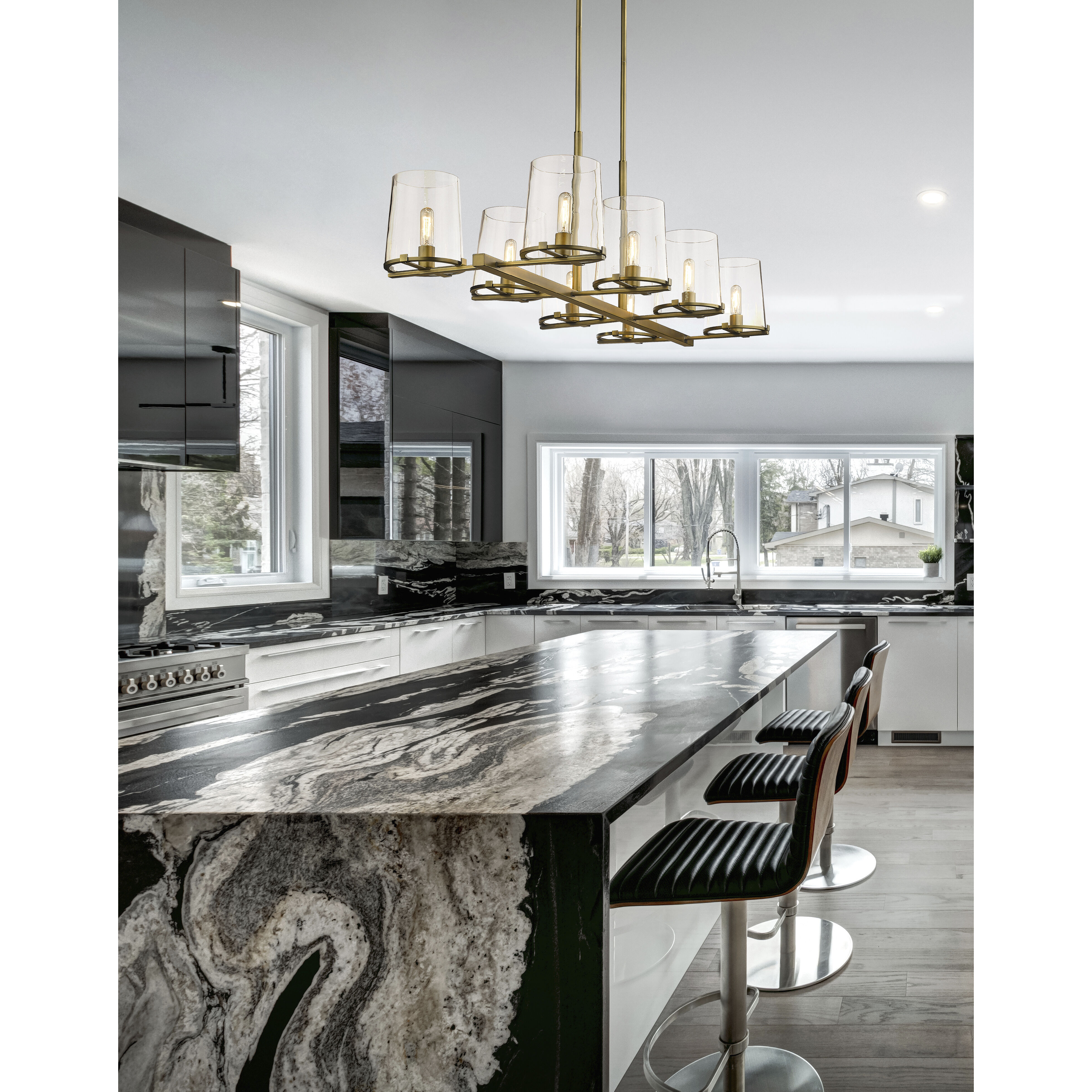 Callista 8 Light 56 inch Rubbed Brass Linear Chandelier Ceiling Light