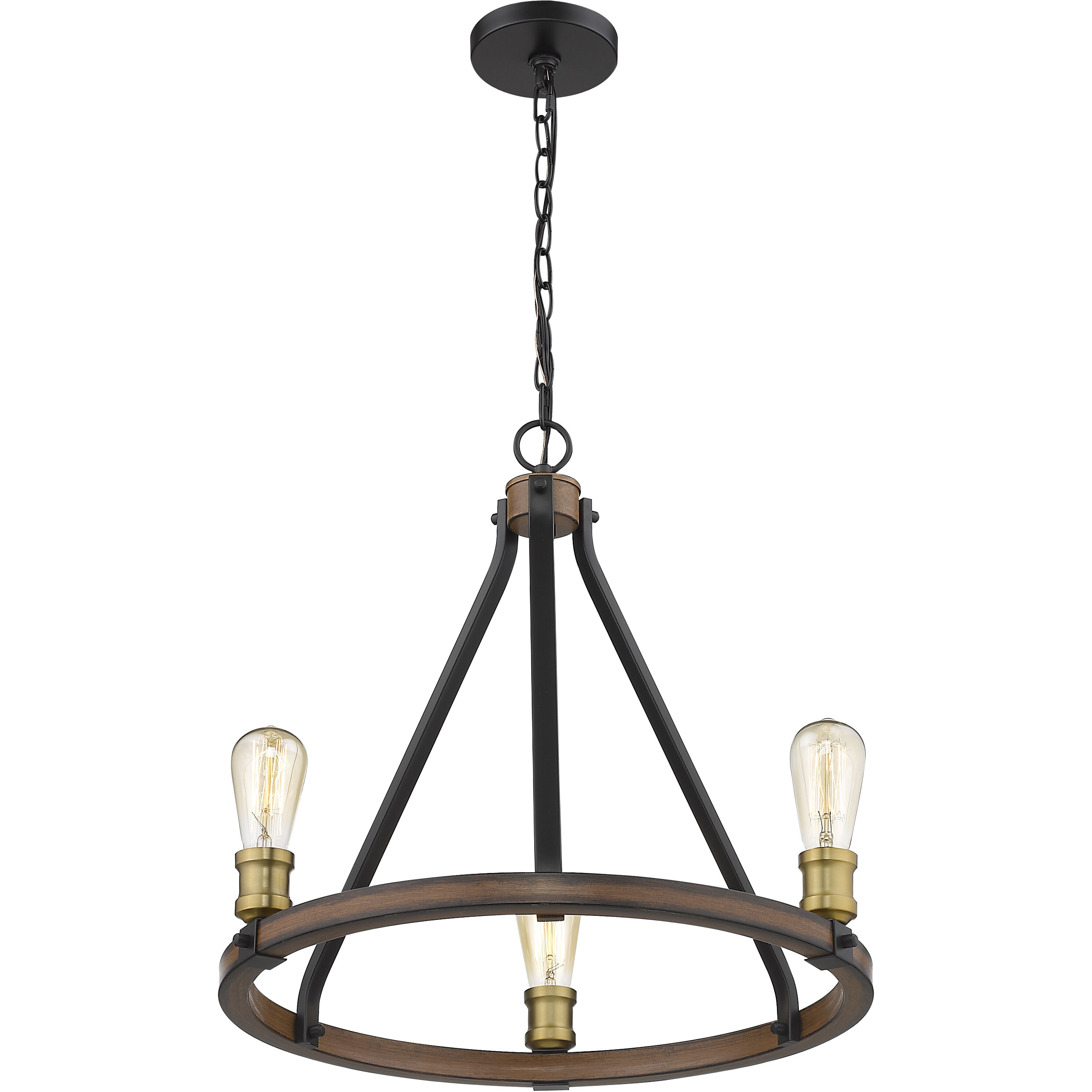 Kirkland 3 Light 20 inch Rustic Mahogany Chandelier Ceiling Light