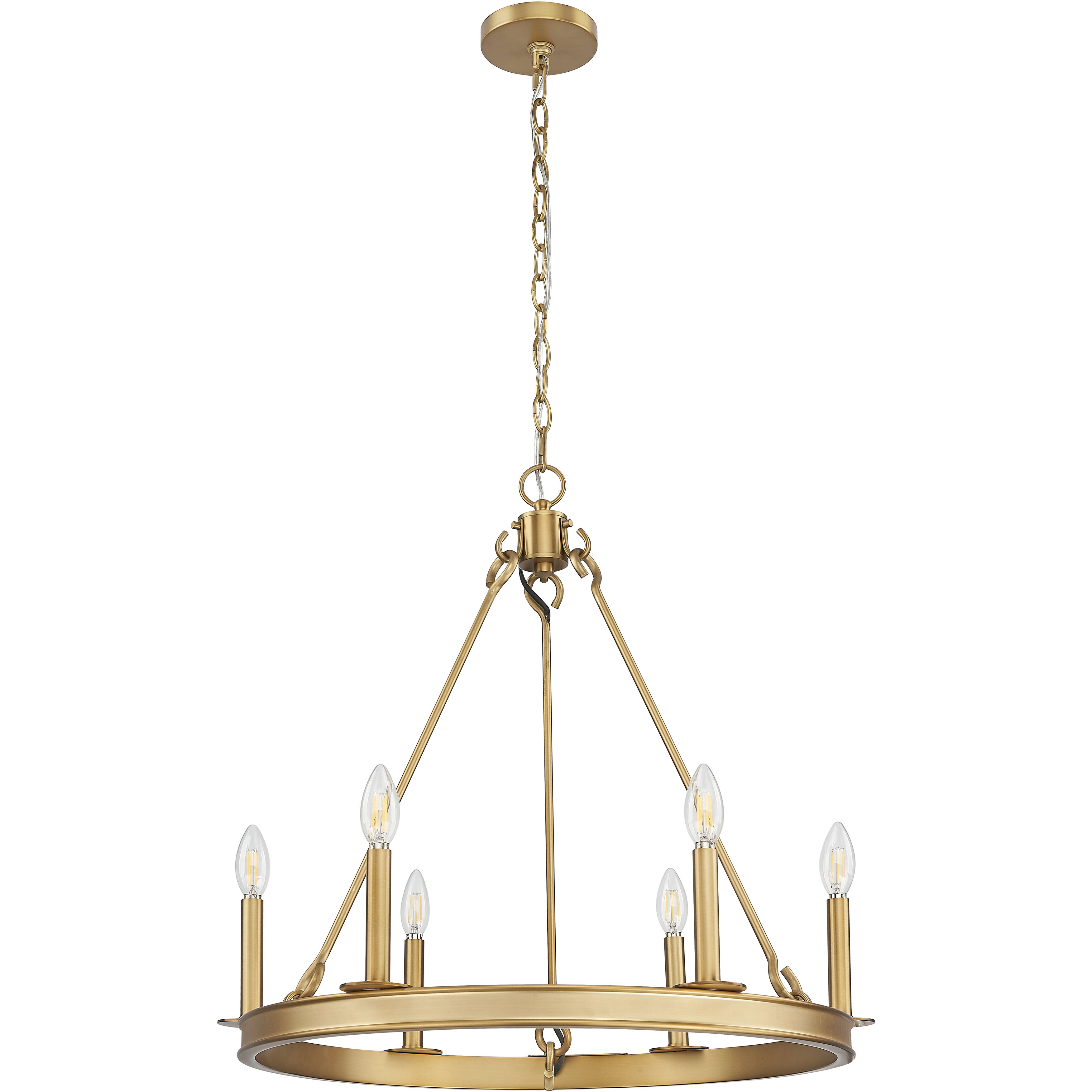 Barclay 6 Light 25 inch Rubbed Brass Chandelier Ceiling Light