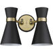 Soriano 2 Light 12 inch Matte Black and Heritage Brass Wall Sconce Wall Light