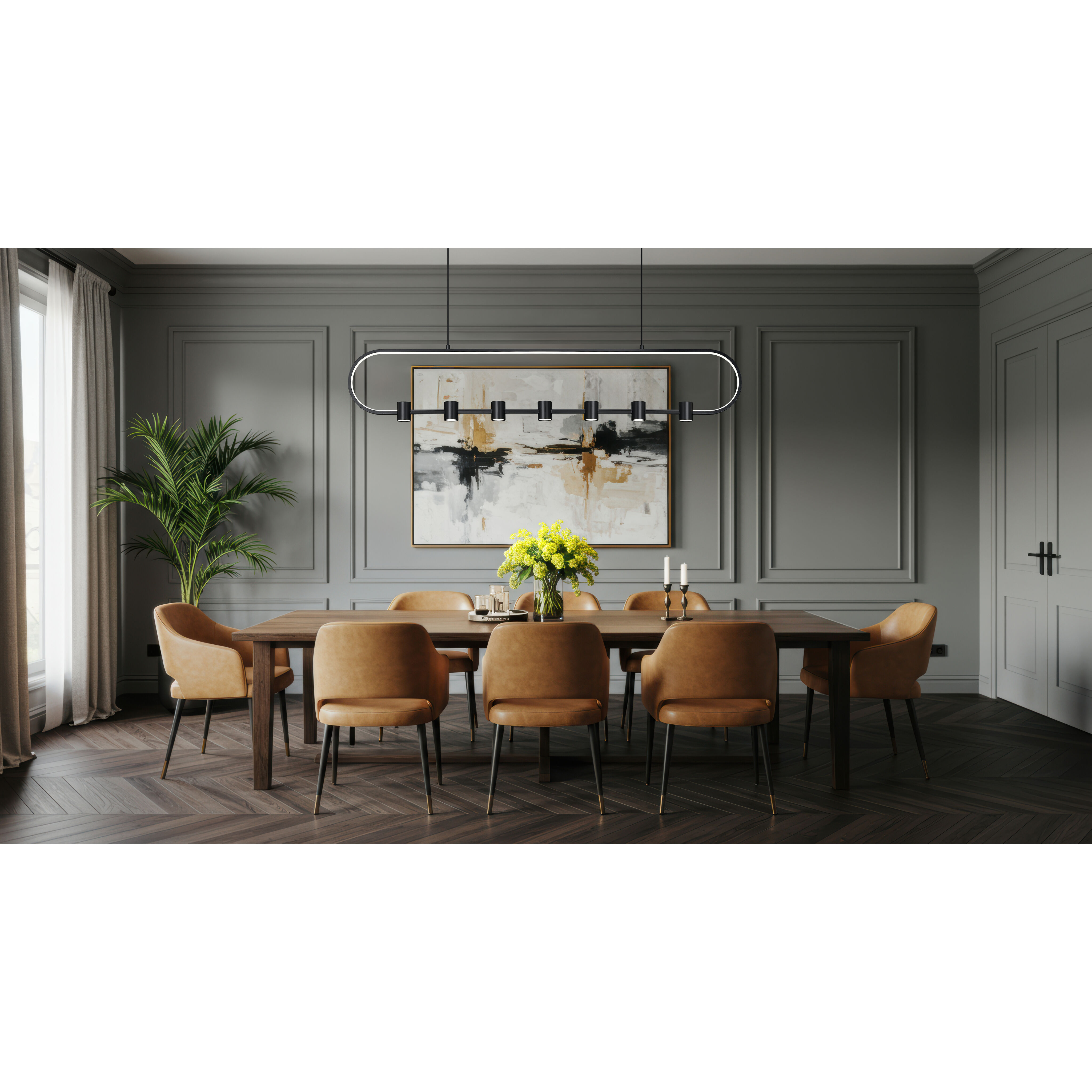 Saros LED 54 inch Matte Black Linear Chandelier Ceiling Light