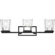 Bleeker Street 3 Light 25 inch Matte Black and Chrome Vanity Wall Light