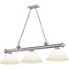 Cordon 3 Light 57.25 inch Brushed Nickel Billiard Ceiling Light in Matte Opal Glass