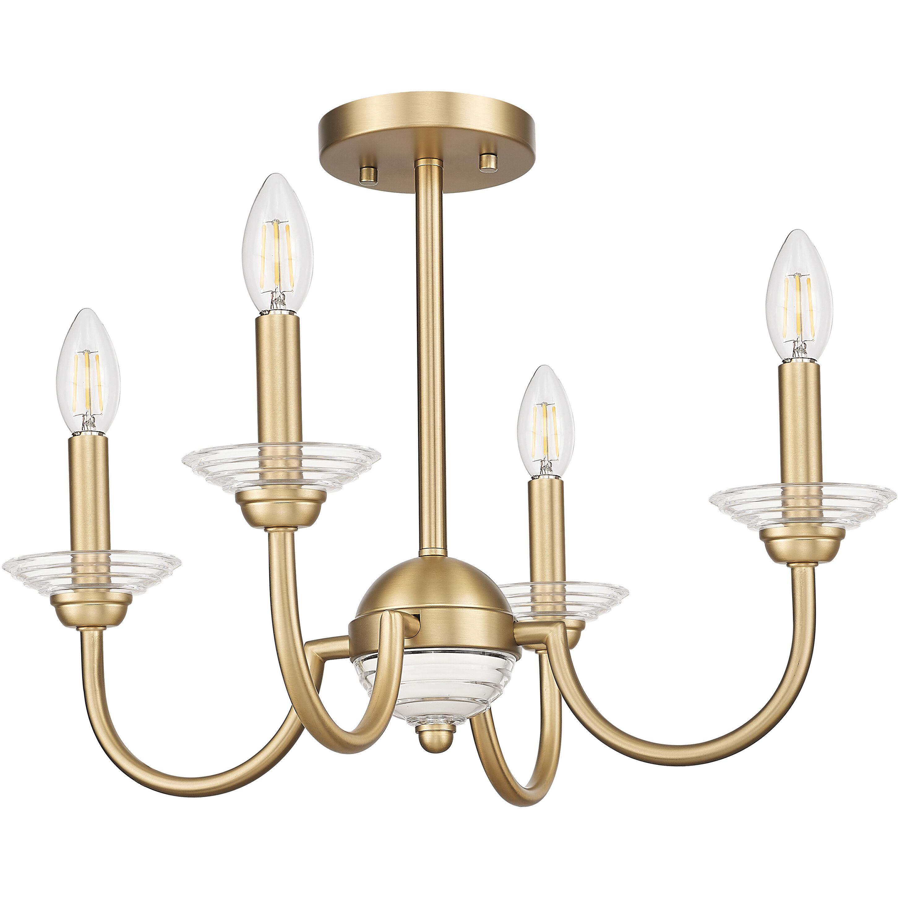 Allistair 4 Light 20 inch Modern Gold Semi Flush Mount Ceiling Light