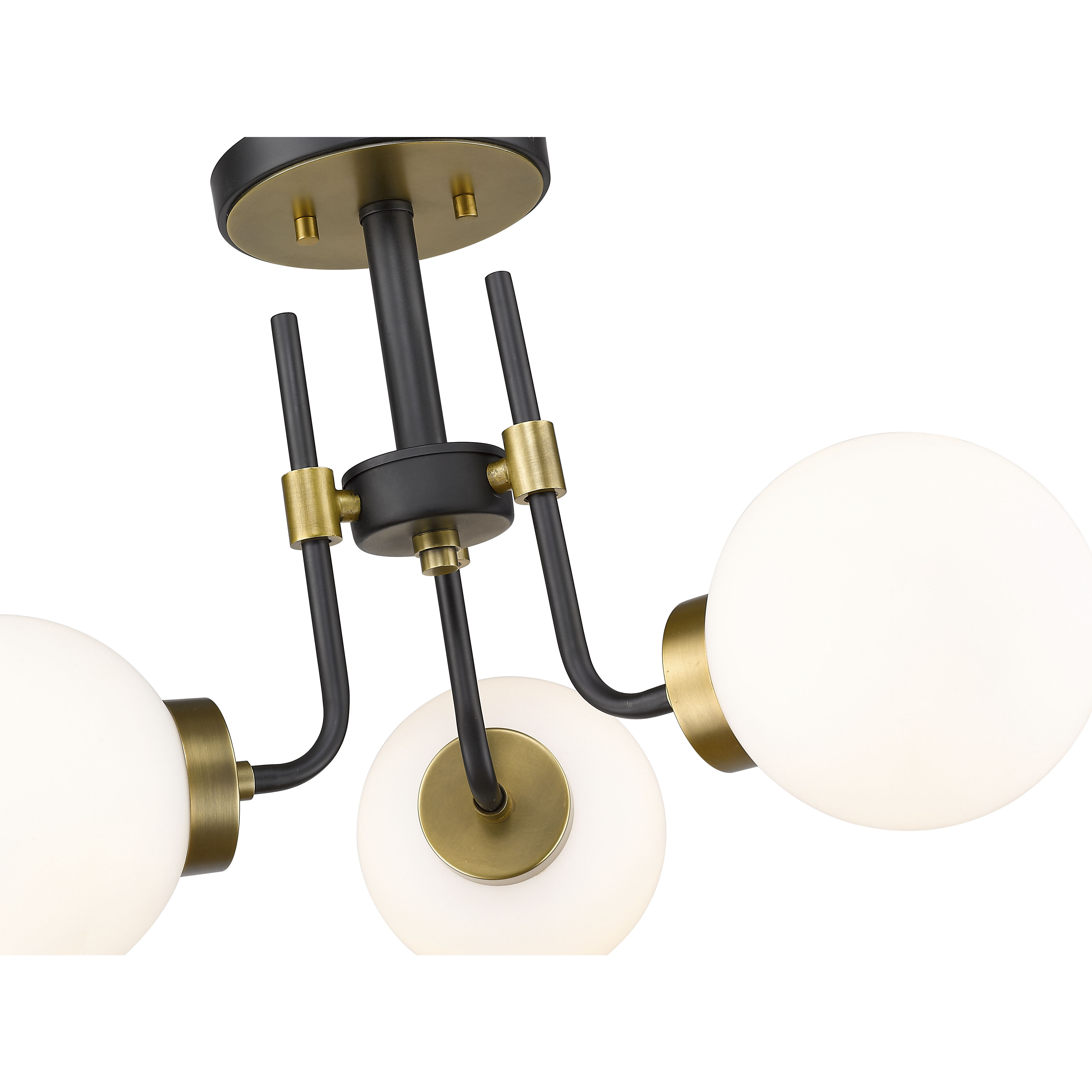 Parsons 3 Light 22 inch Matte Black and Olde Brass Semi Flush Mount Ceiling Light