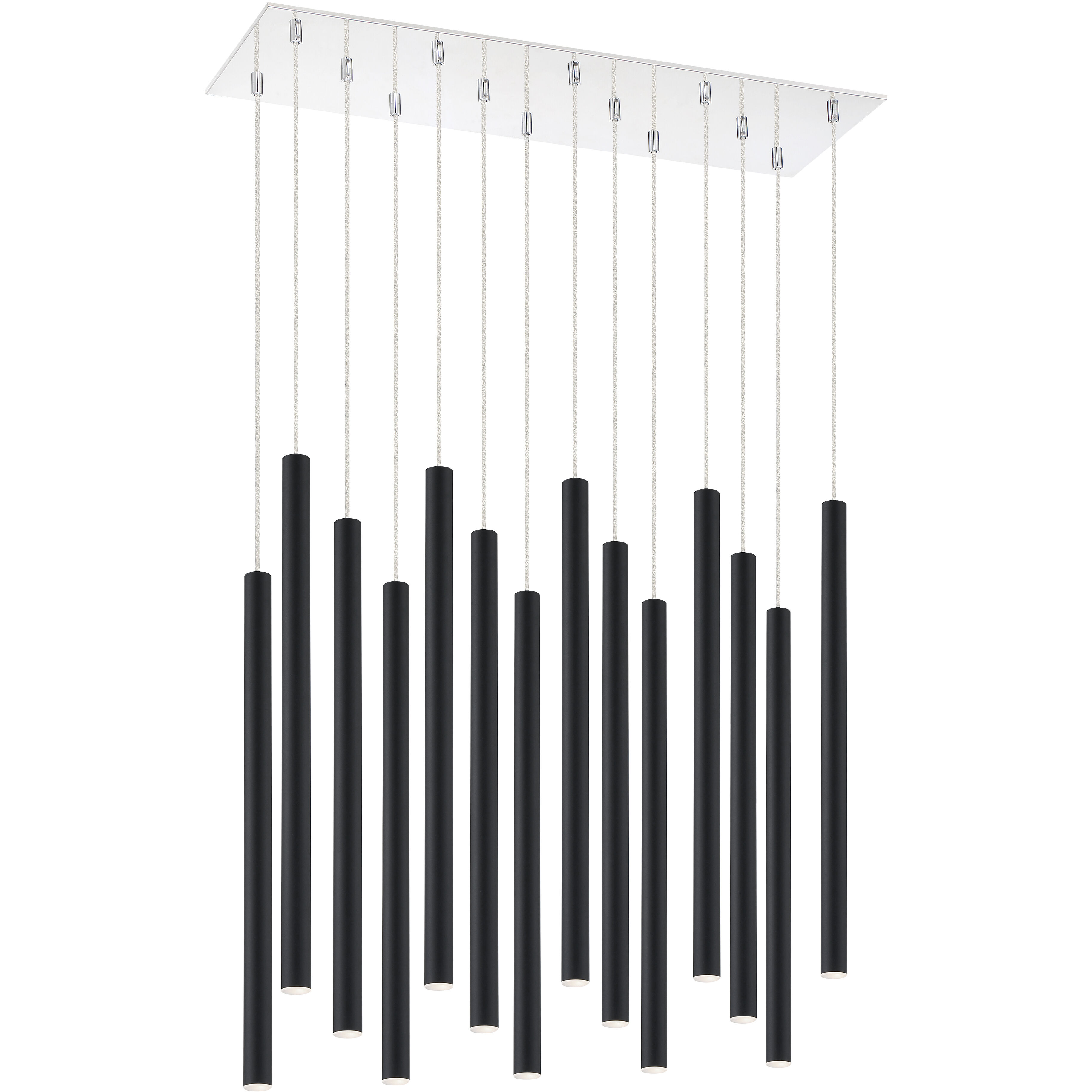 Forest LED 9.75 inch Chrome Chandelier Ceiling Light in 51, Matte Black Steel, 14