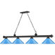 Cordon 4 Light 81.75 inch Matte Black Billiard Ceiling Light in Electric Blue Steel