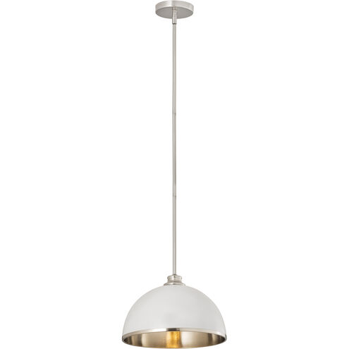 Landry 1 Light 14 inch Matte White and Brushed Nickel Pendant Ceiling Light