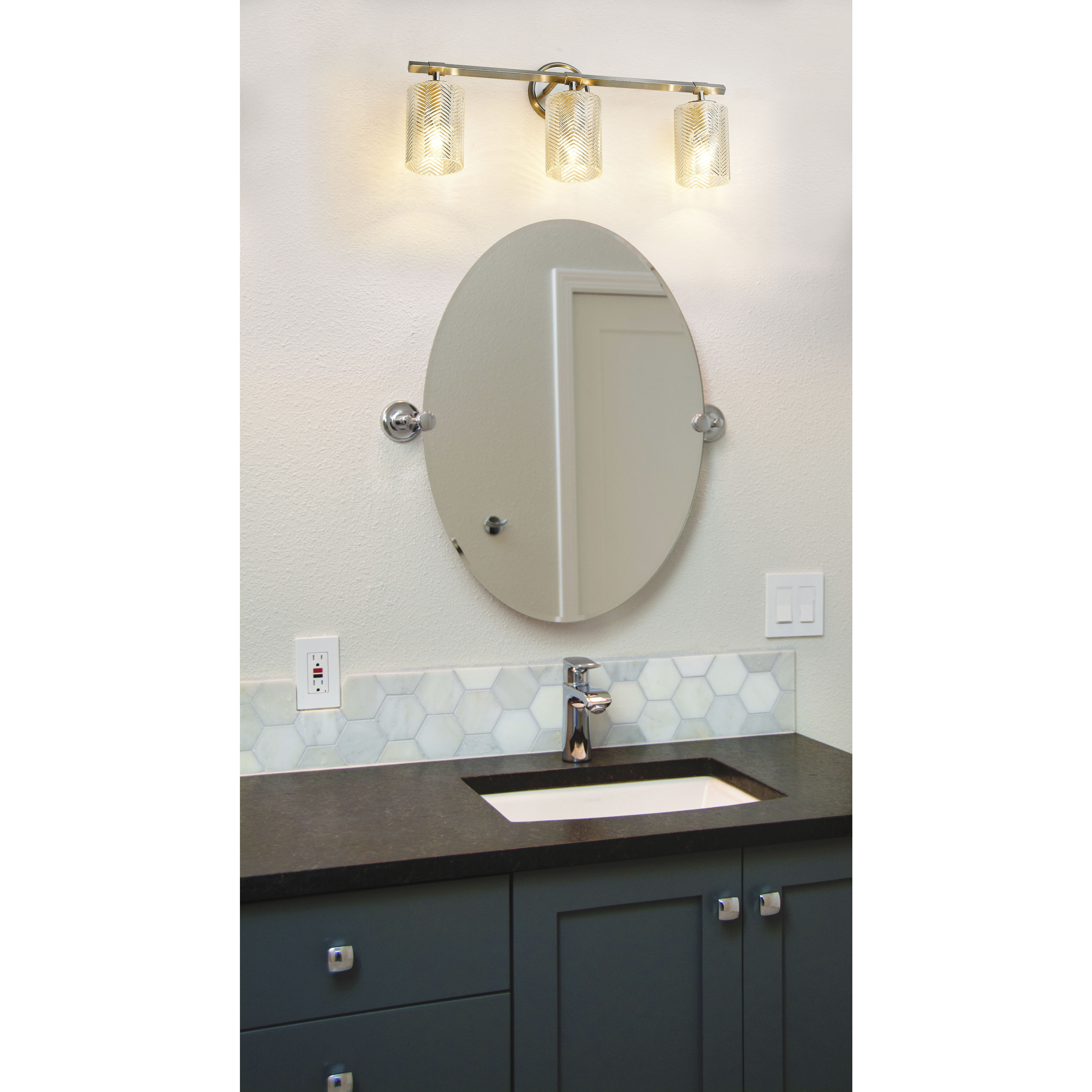 Dover Street 3 Light 24.5 inch Brushed Nickel Vanity Wall Light