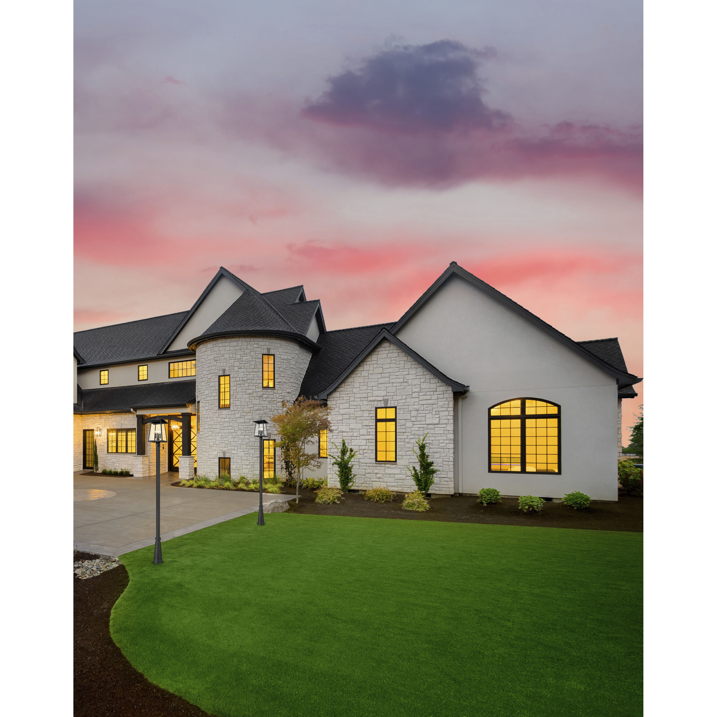 Rainer 4 Light 118.25 inch Black Outdoor Post Mounted Fixture in G9