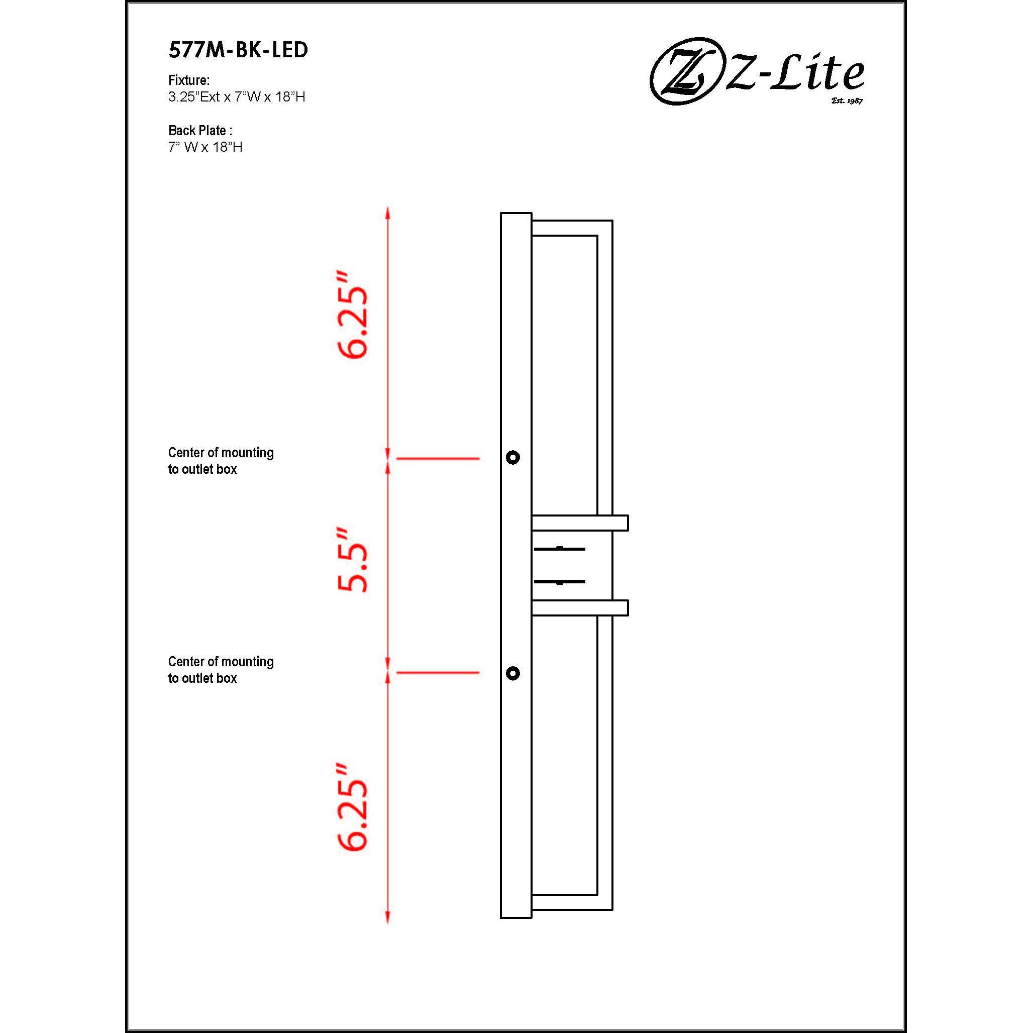 Eclipse LED 18 inch Black Outdoor Wall Light