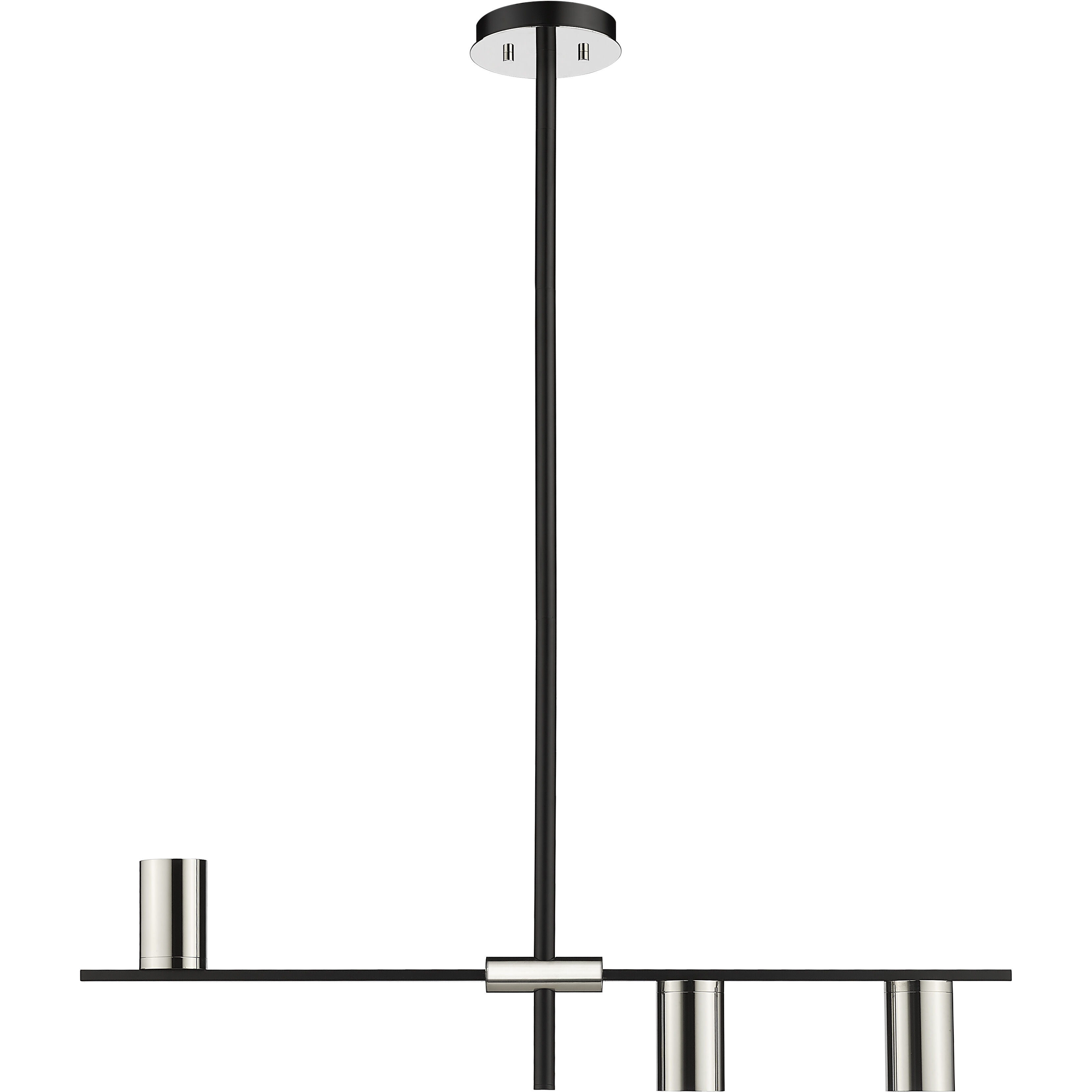 Calumet 3 Light 32 inch Matte Black and Polished Nickel Linear Chandelier Ceiling Light
