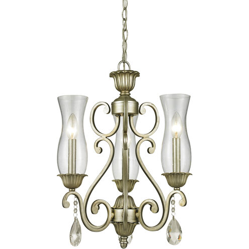 Melina 3 Light 17 inch Antique Silver Chandelier Ceiling Light in Clear Seedy Glass