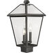 Talbot 3 Light 19 inch Black Outdoor Post Mount Fixture in Clear Beveled Glass
