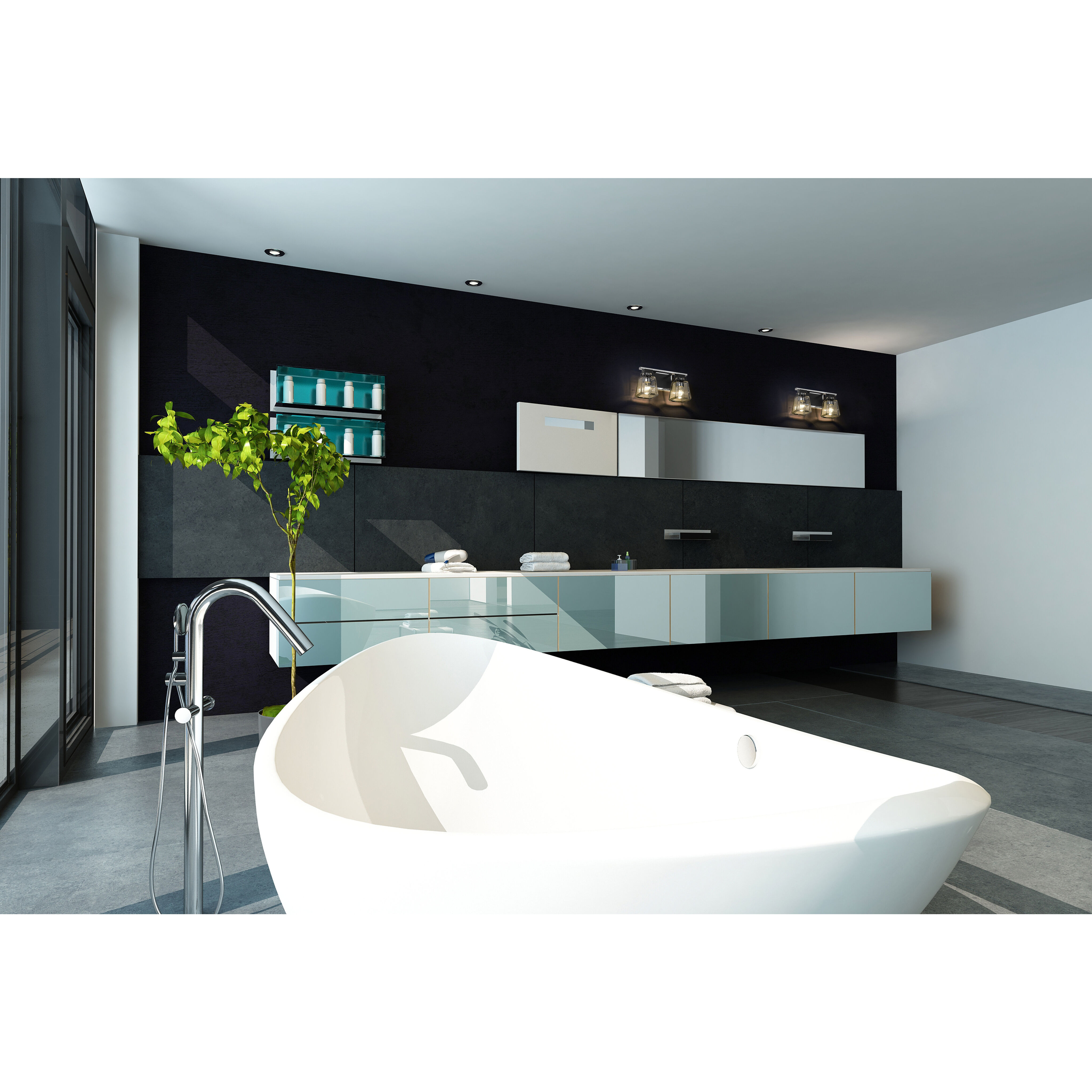 Jackson 2 Light 14.25 inch Chrome and Matte Black Vanity Wall Light