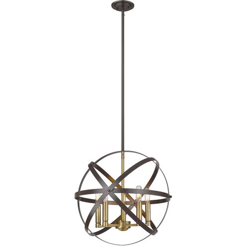 Cavallo 5 Light 18 inch Hammered Bronze and Olde Brass Pendant Ceiling Light