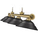 Cordon 4 Light 81.75 inch Rubbed Brass Billiard Ceiling Light in Matte Black Steel
