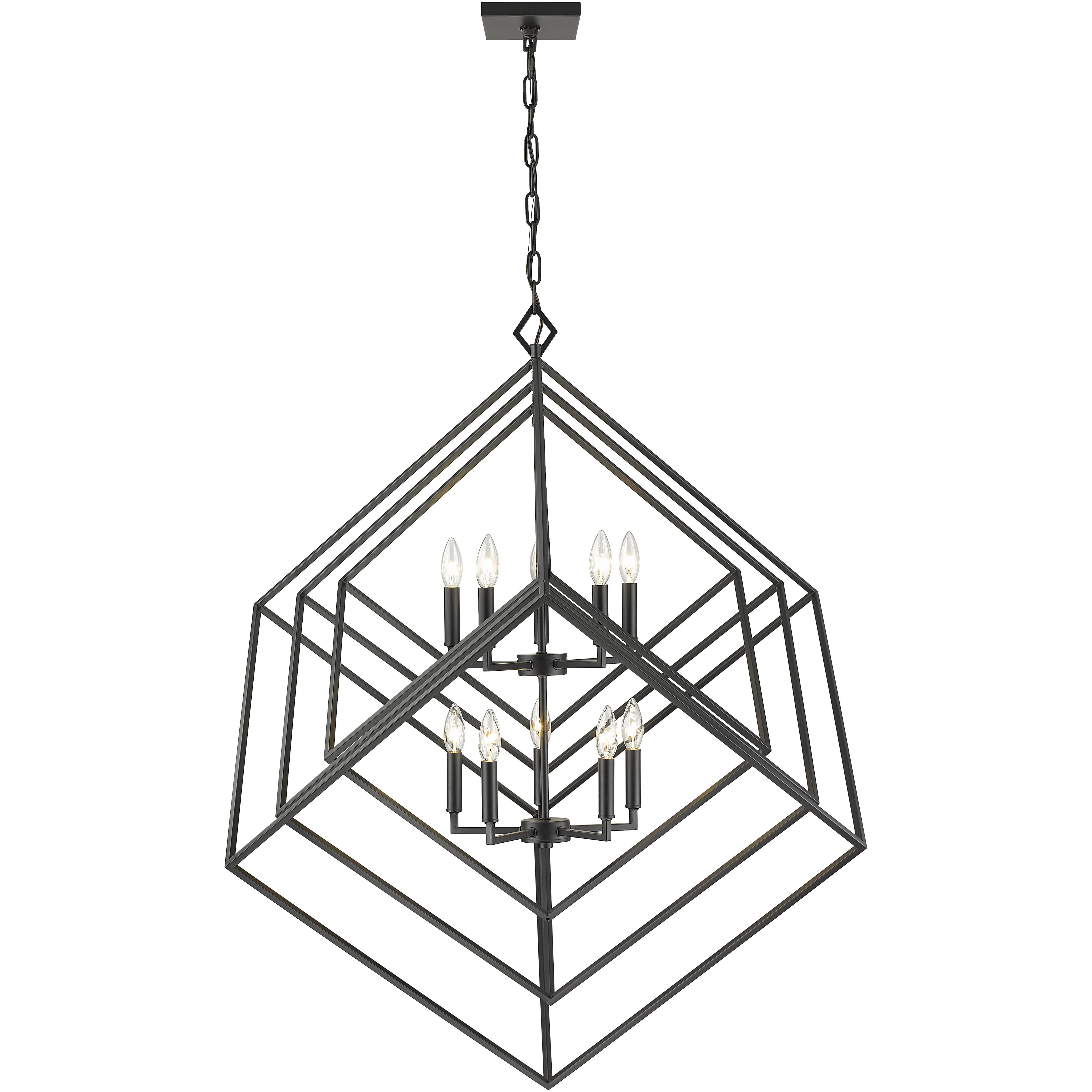 Euclid 10 Light 41.5 inch Matte Black Chandelier Ceiling Light