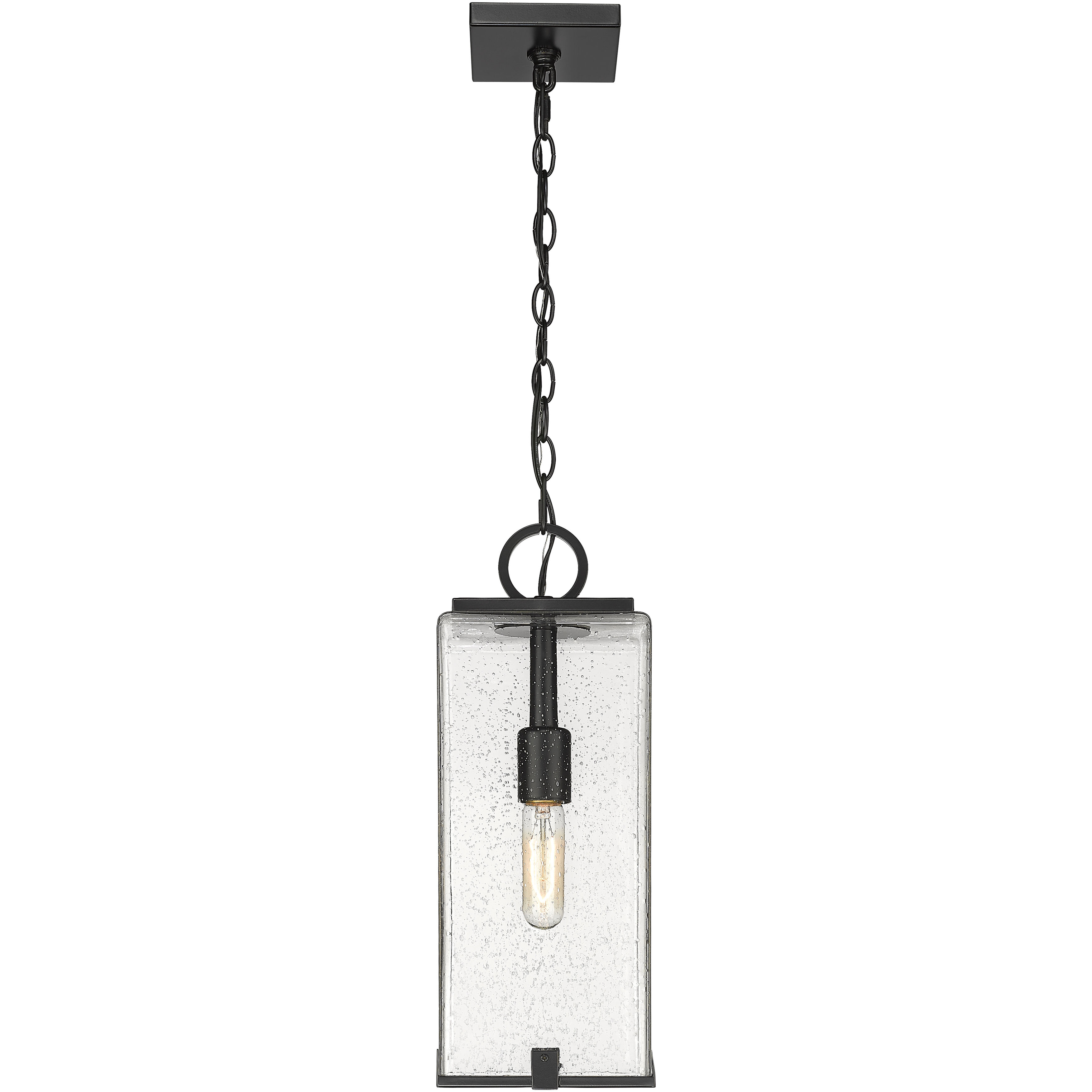 Sana 1 Light 6.75 inch Black Outdoor Chain Mount Ceiling Fixture in Seedy Glass