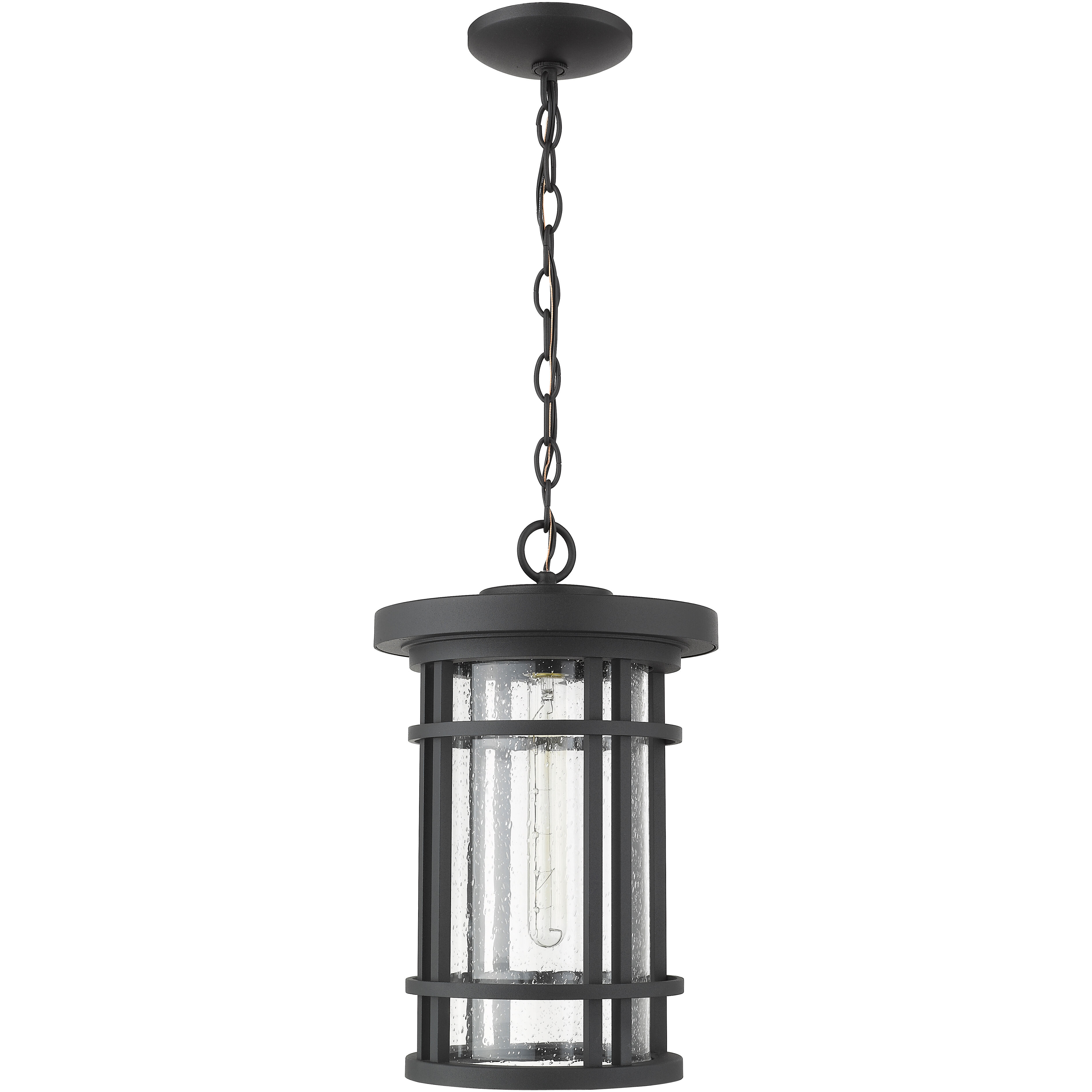 Jordan 1 Light 10 inch Black Outdoor Chain Mount Ceiling Fixture