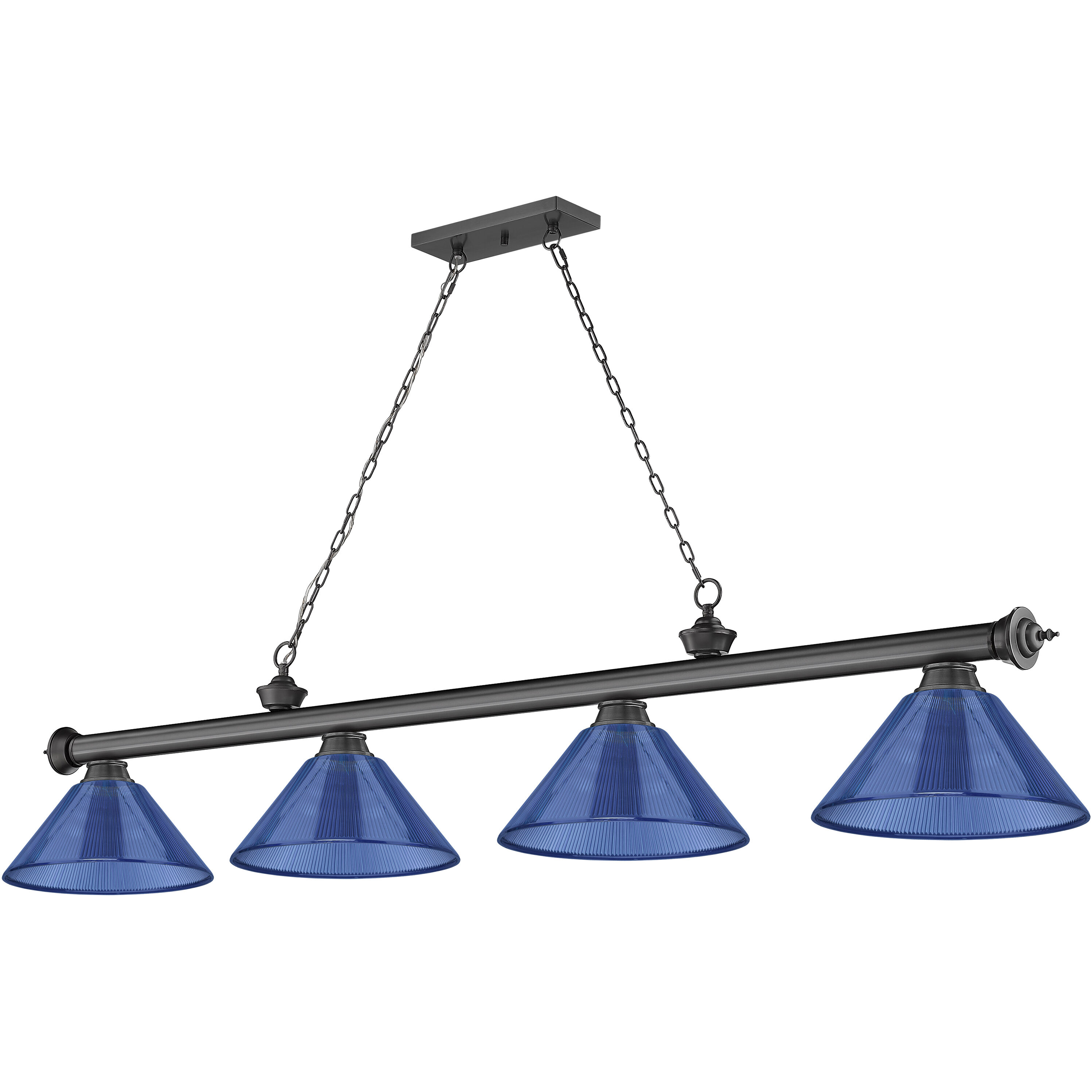 Cordon 4 Light 81.25 inch Bronze Plate Billiard Ceiling Light in Dark Blue Acrylic
