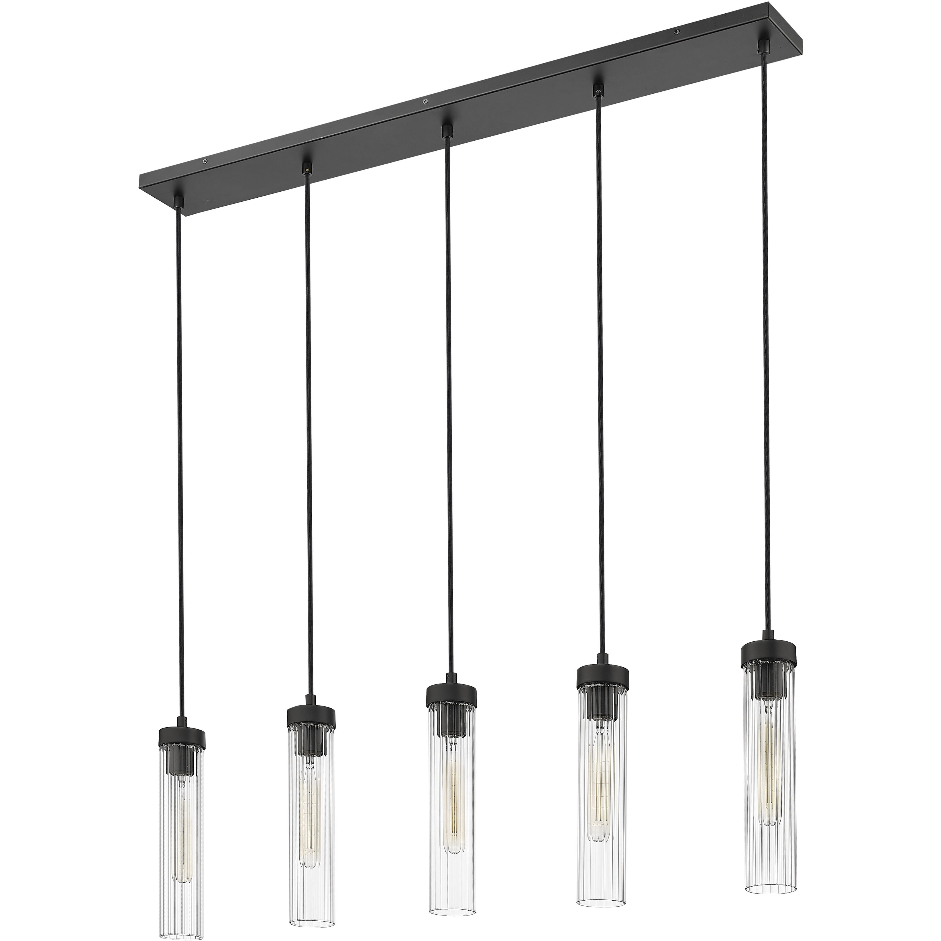 Beau 5 Light 42 inch Matte Black Linear Chandelier Ceiling Light