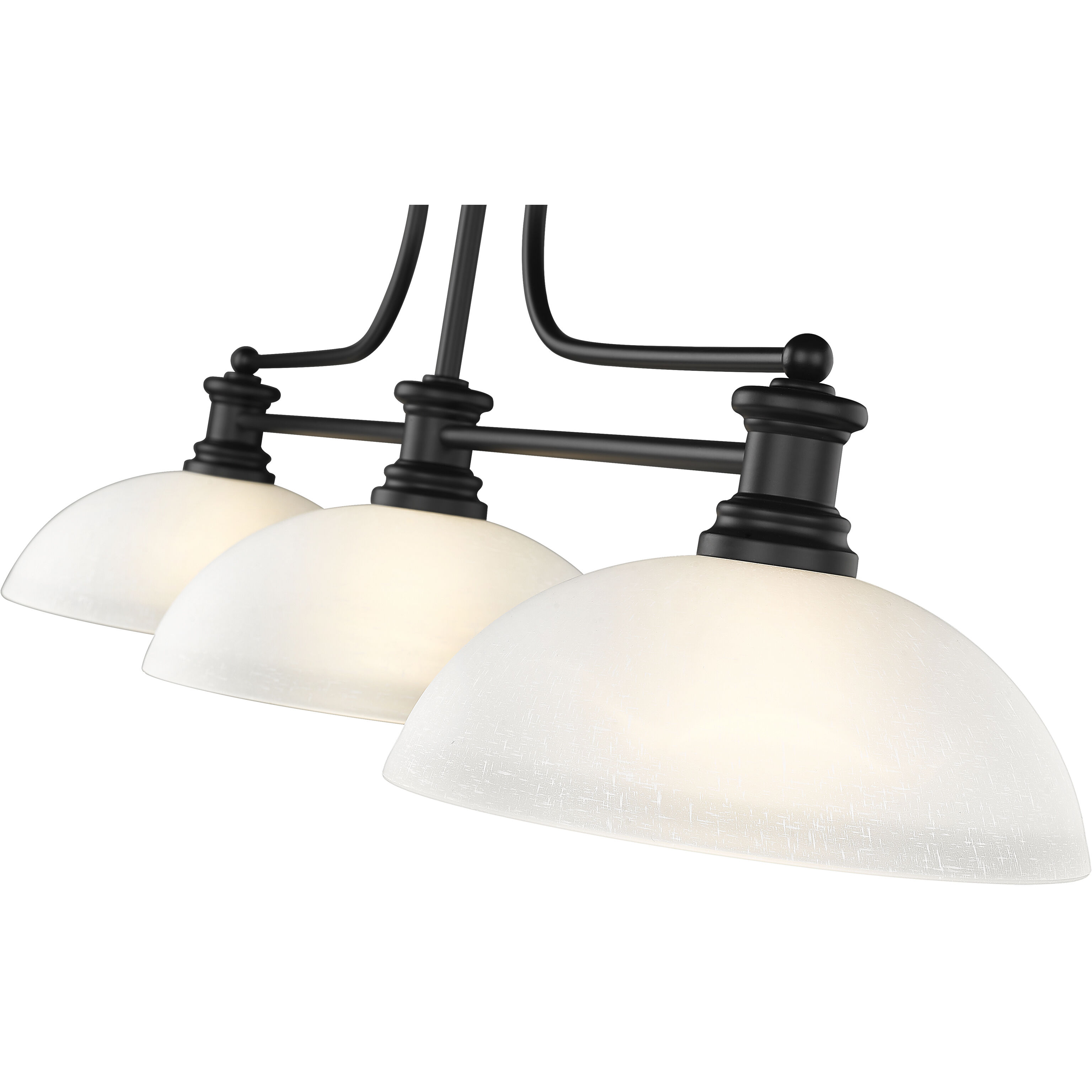 Melange 3 Light 52 inch Matte Black Billiard Ceiling Light in White Linen Glass