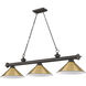 Cordon 3 Light 57.25 inch Bronze Billiard Ceiling Light in Rubbed Brass Metal