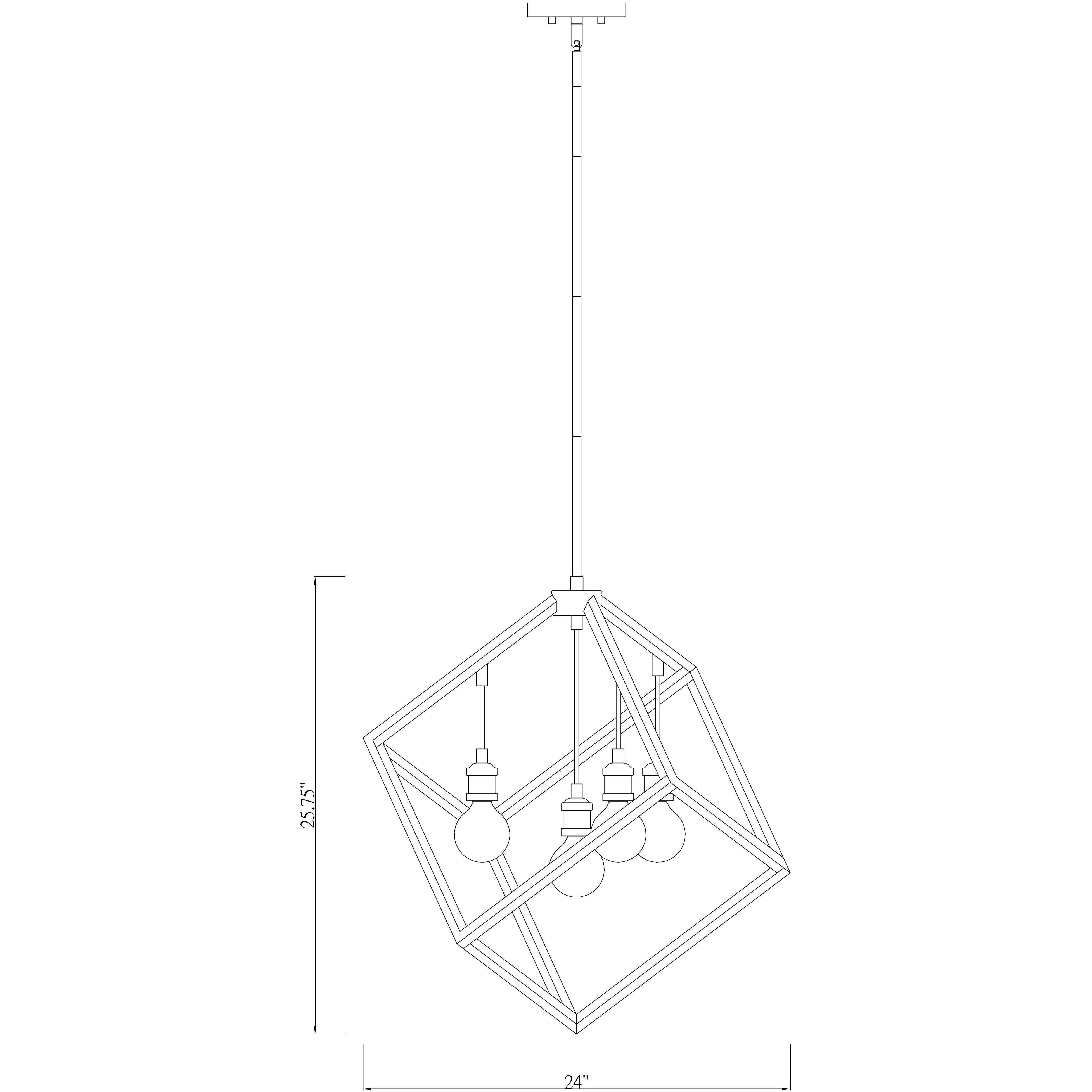 Vertical 4 Light 24 inch Matte Black and Brushed Nickel Chandelier Ceiling Light