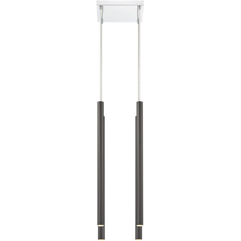Forest LED 9.5 inch Chrome Chandelier Ceiling Light in 4, Pearl Black Steel, 15