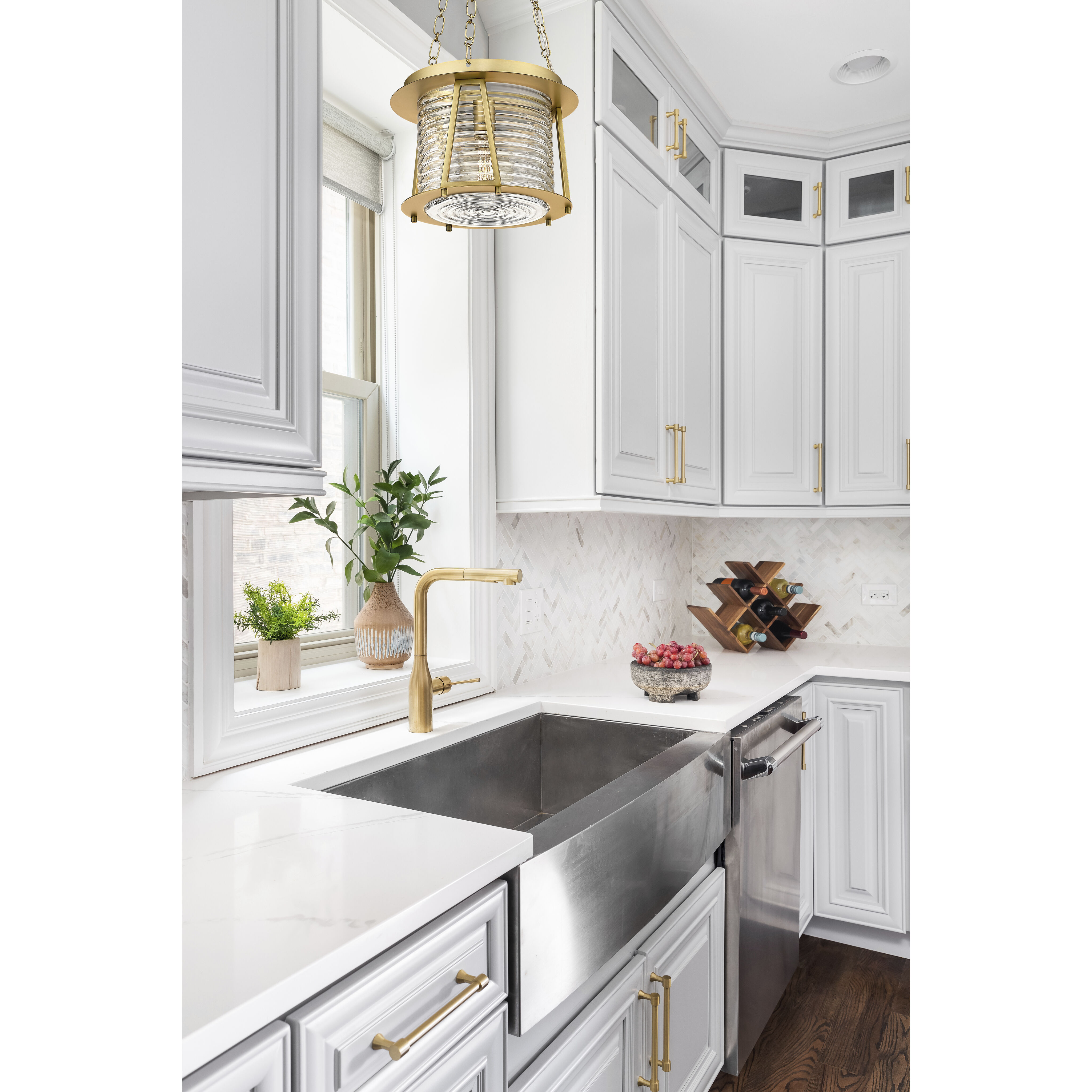 Cape Harbor 1 Light 13 inch Rubbed Brass Pendant Ceiling Light