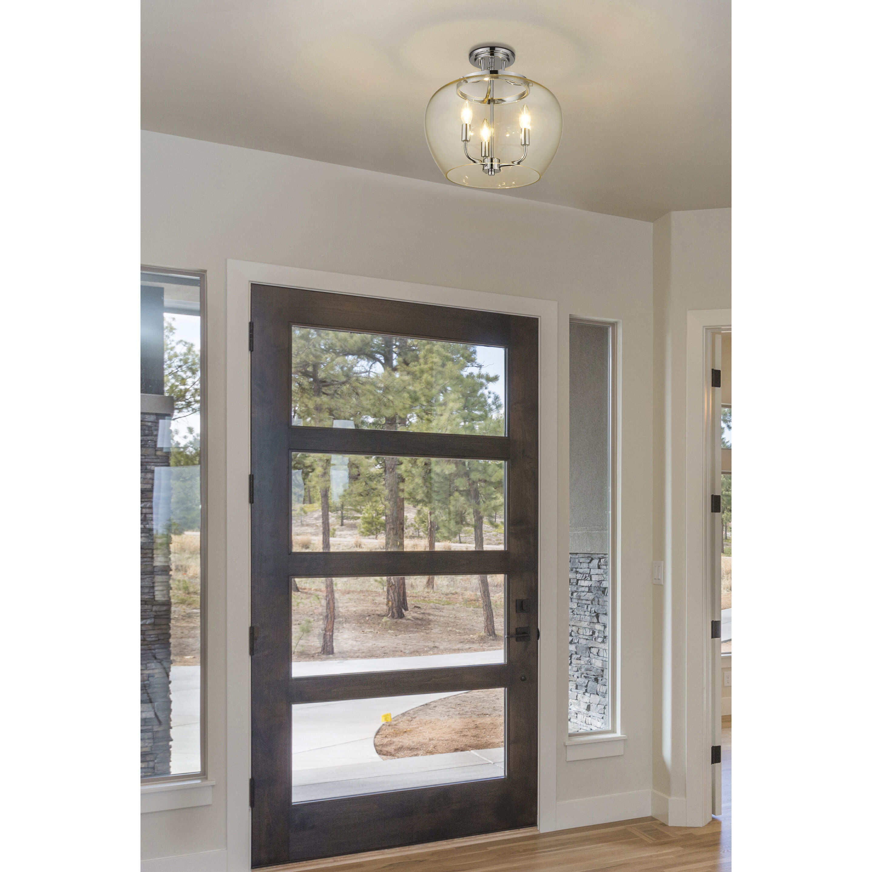 Joliet 3 Light 15.75 inch Chrome Semi Flush Mount Ceiling Light