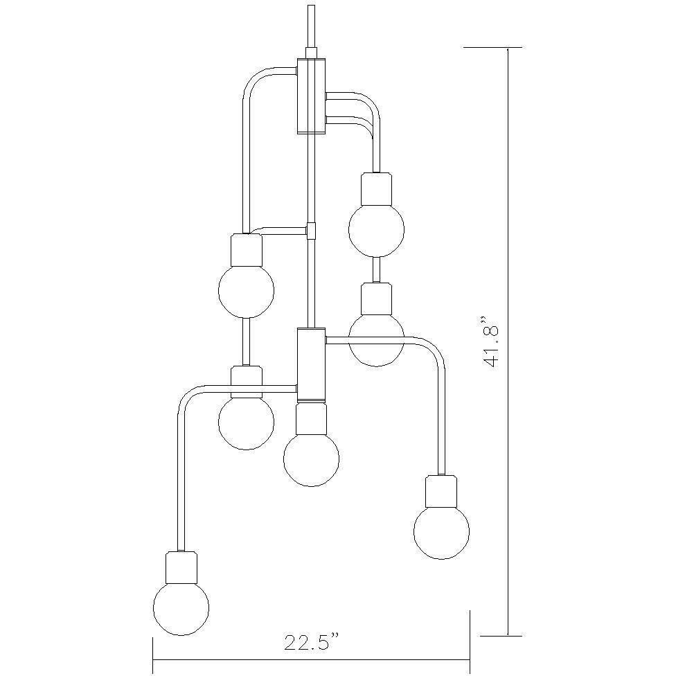 Neutra 7 Light 22.5 inch Matte Black and Foundry Brass Chandelier Ceiling Light