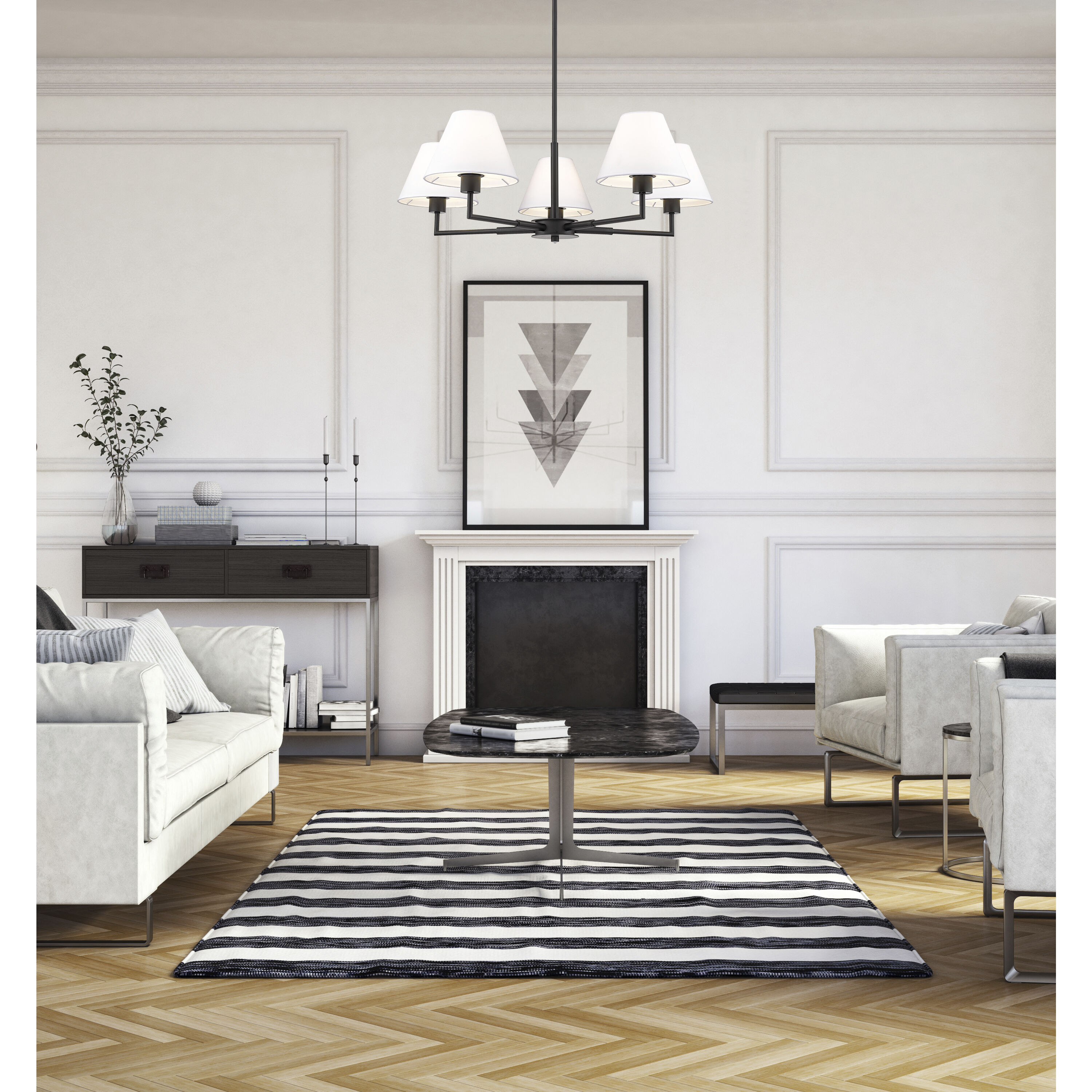 Leila 5 Light 34 inch Matte Black Chandelier Ceiling Light