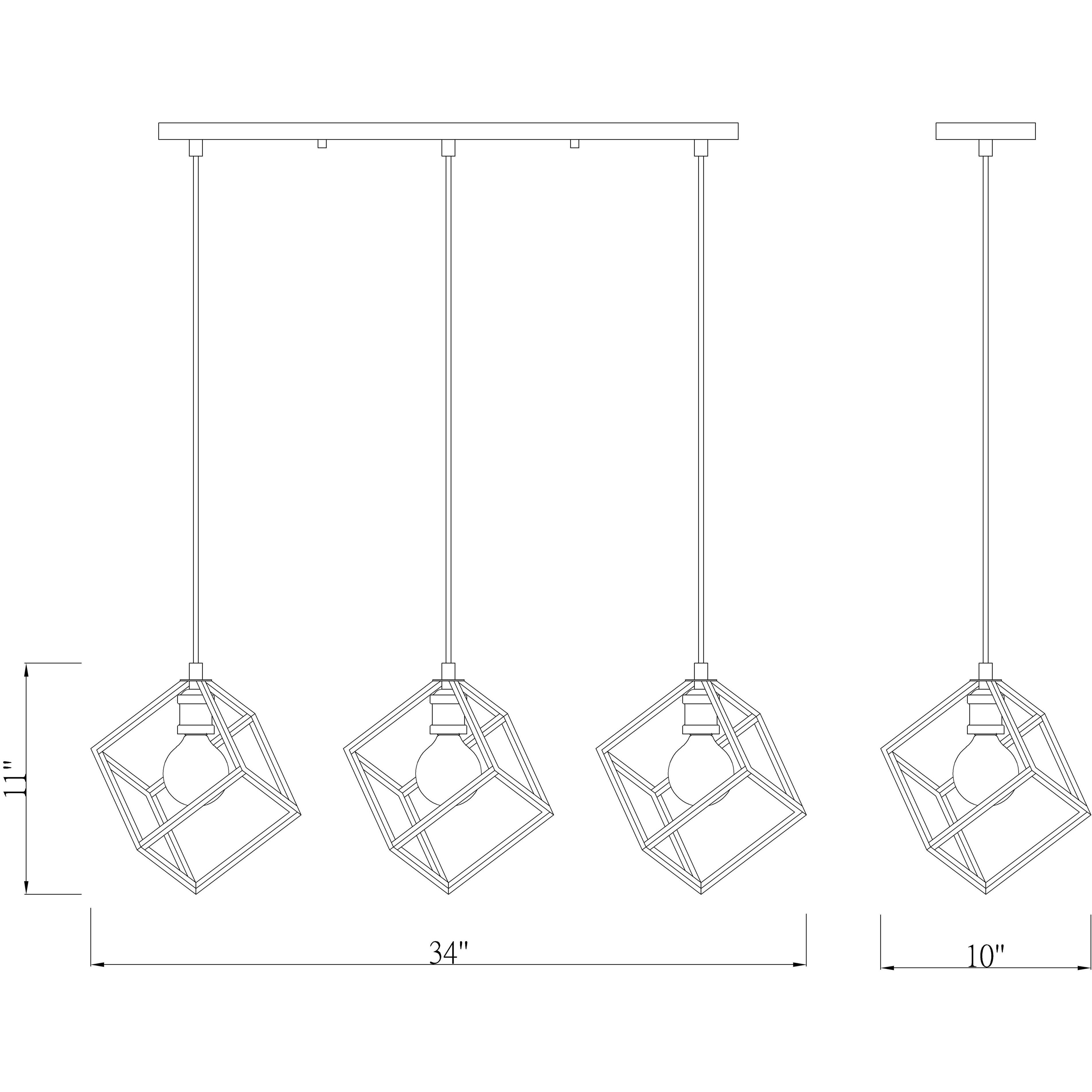 Vertical 3 Light 34 inch Matte Black and Brushed Nickel Linear Chandelier Ceiling Light