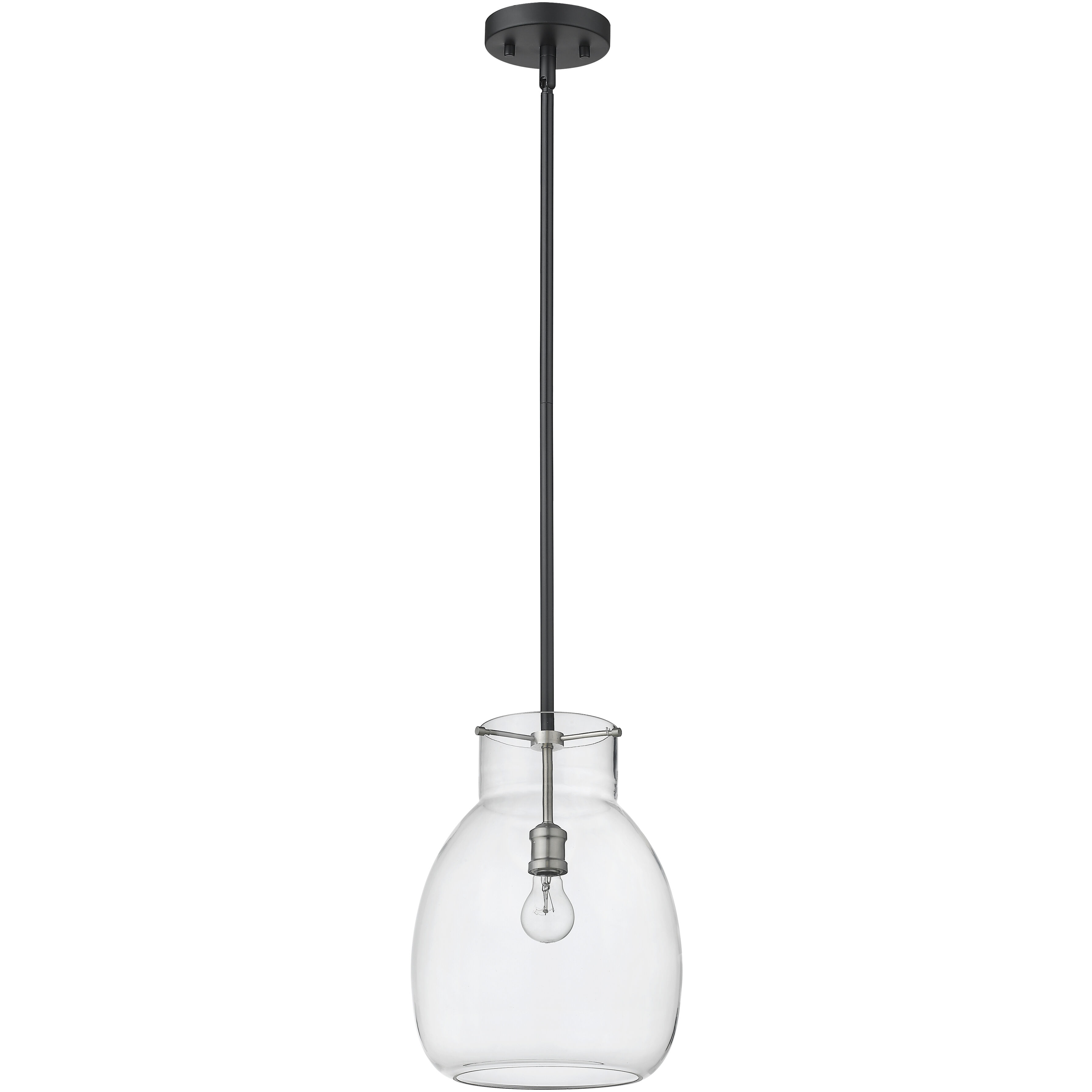 Bella 1 Light 12 inch Matte Black and Brushed Nickel Pendant Ceiling Light