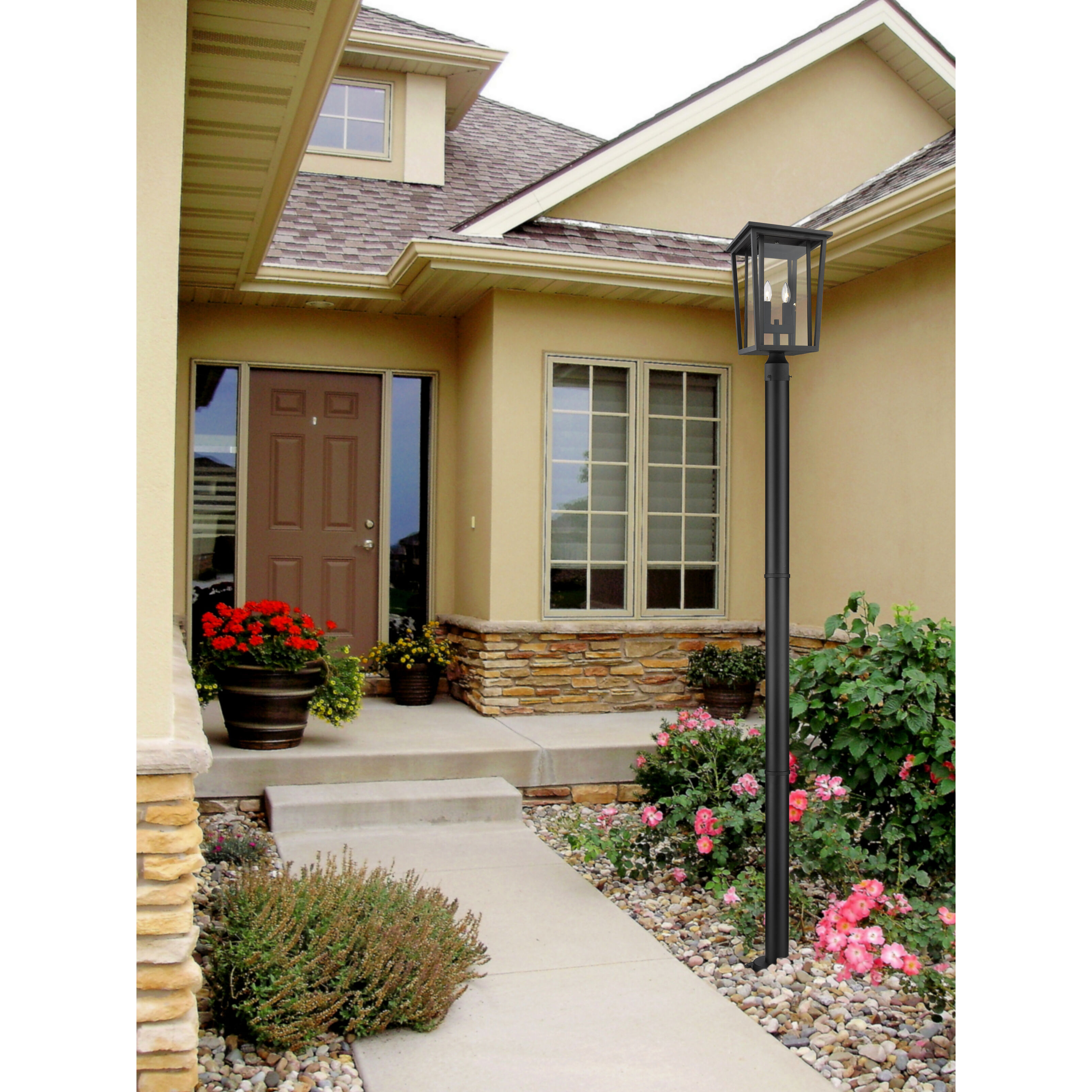 Seoul 2 Light 93.25 inch Black Outdoor Post Mounted Fixture in 22.75