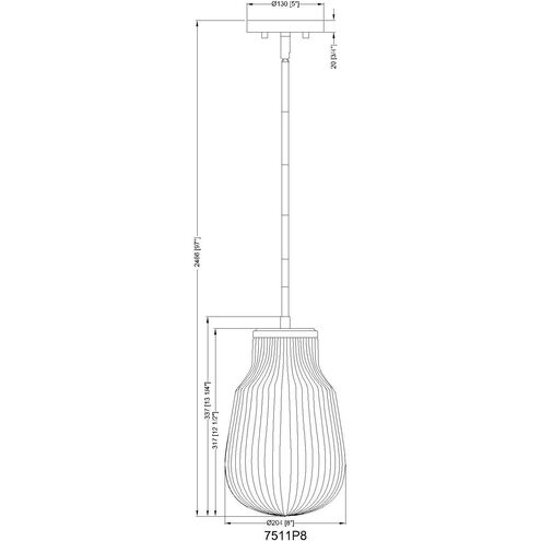Newbury 1 Light 8 inch Matte Black Pendant Ceiling Light