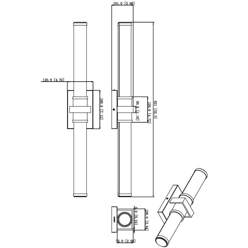 Idris LED 32.5 inch Chrome Bathroom Vanity Wall Light