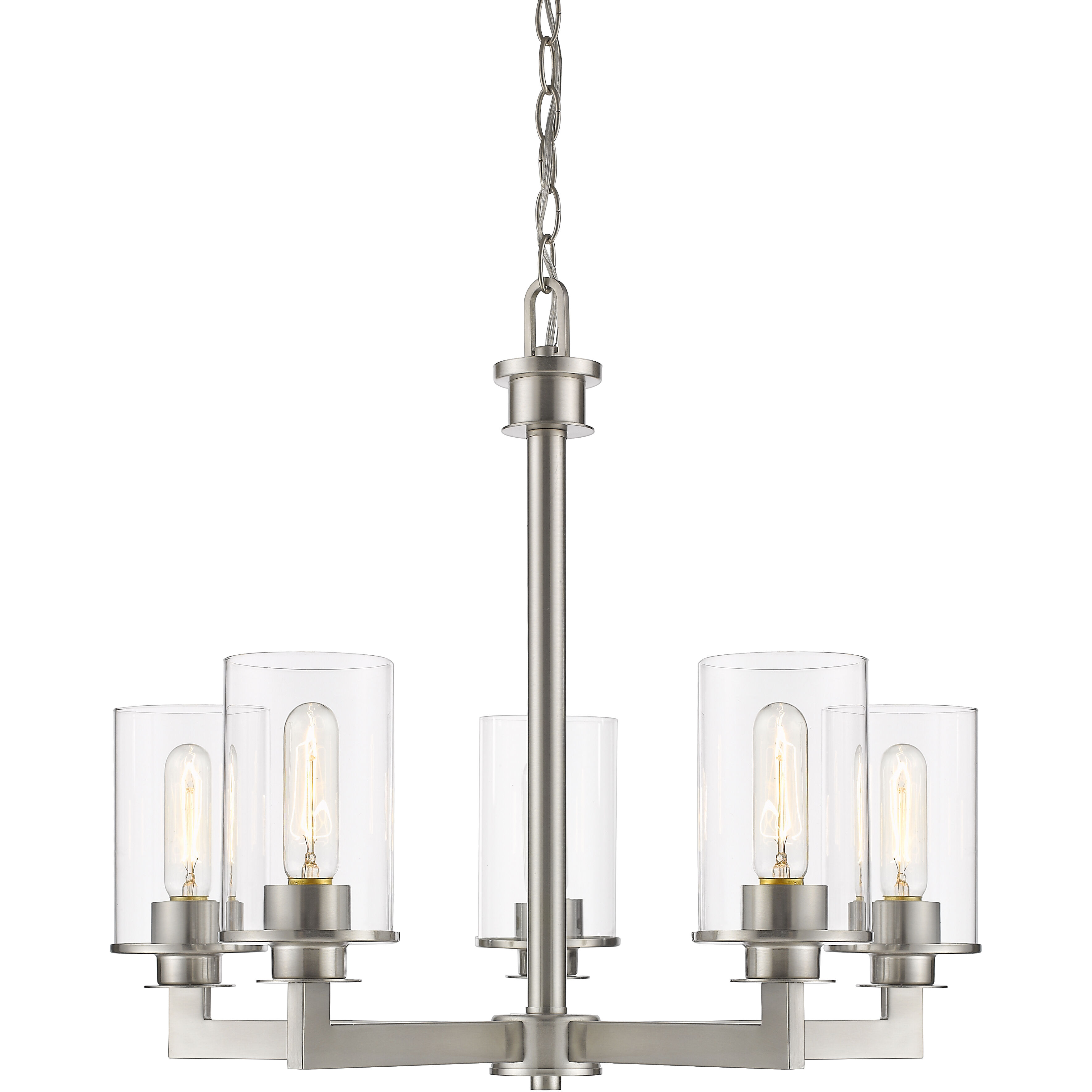 Savannah 5 Light 24 inch Brushed Nickel Chandelier Ceiling Light